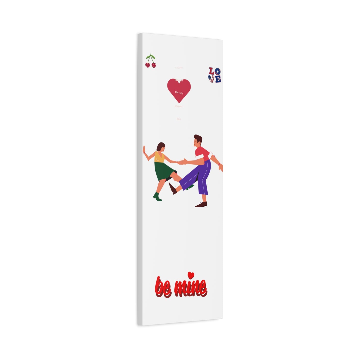 Vibrant Canvas Art Print, Cute Couple Dancing, Valentine's Gift, Home Decor, Love Quote Art, Heartfelt Wall Decoration