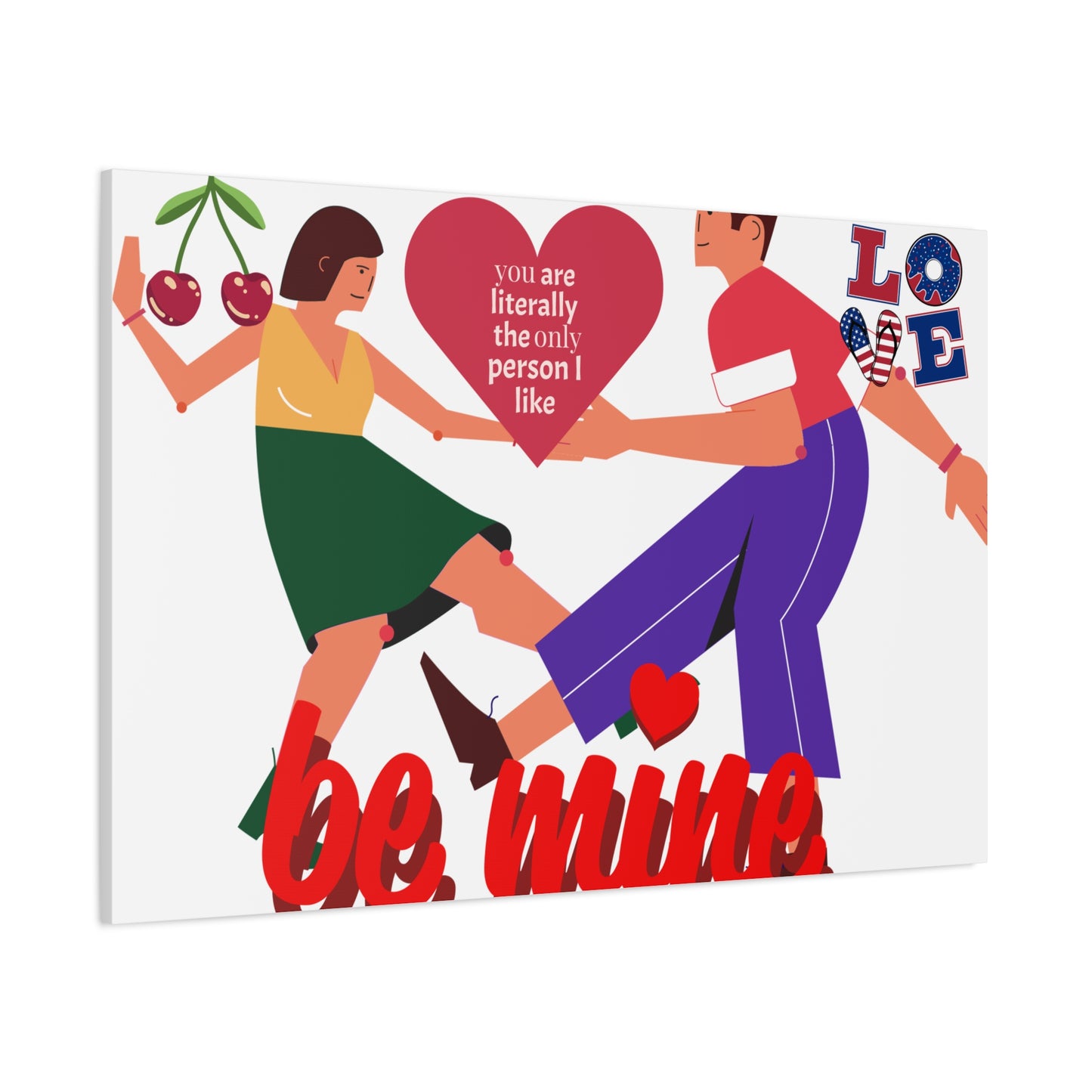 Vibrant Canvas Art Print, Cute Couple Dancing, Valentine's Gift, Home Decor, Love Quote Art, Heartfelt Wall Decoration