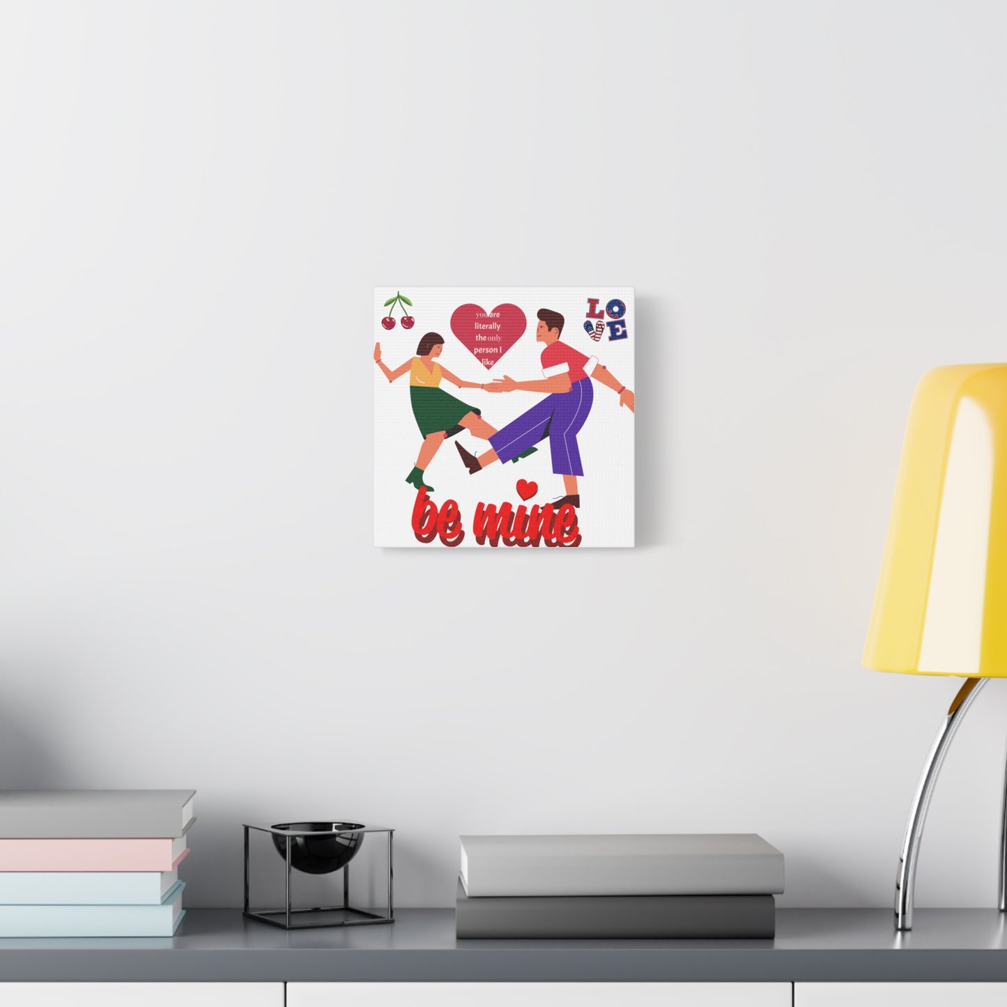 Vibrant Canvas Art Print, Cute Couple Dancing, Valentine's Gift, Home Decor, Love Quote Art, Heartfelt Wall Decoration