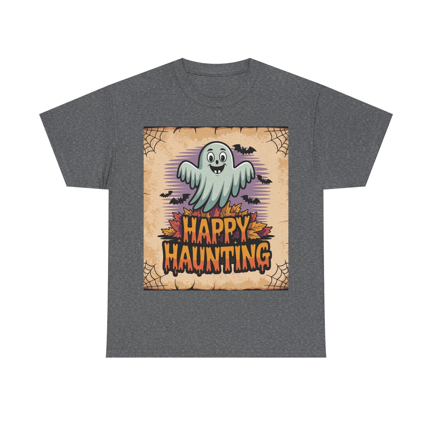 Halloween Ghost Tee, Happy Haunting Cotton Shirt, Unisex Spooky T-Shirt, Fall Festive Apparel, Ghostly Fun Clothing