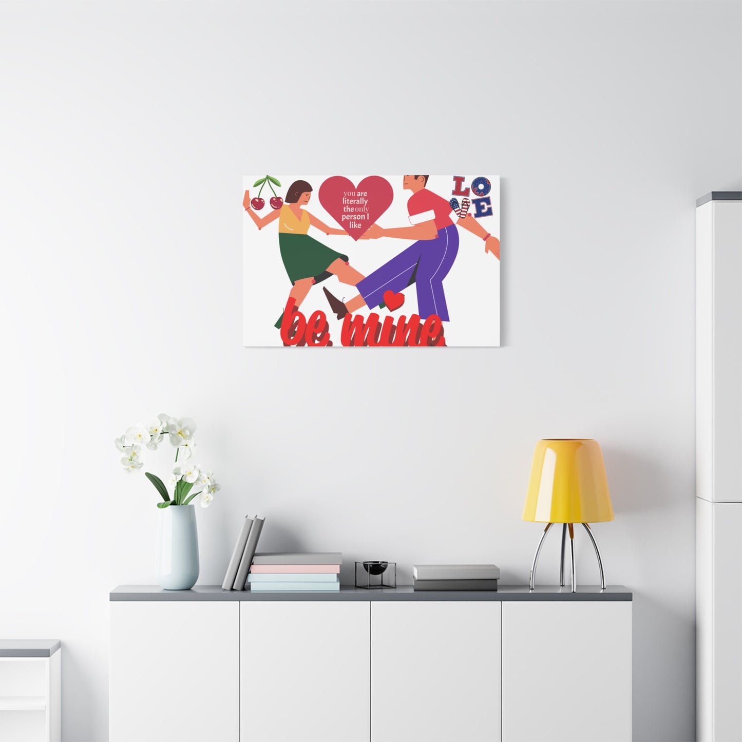 Vibrant Canvas Art Print, Cute Couple Dancing, Valentine's Gift, Home Decor, Love Quote Art, Heartfelt Wall Decoration