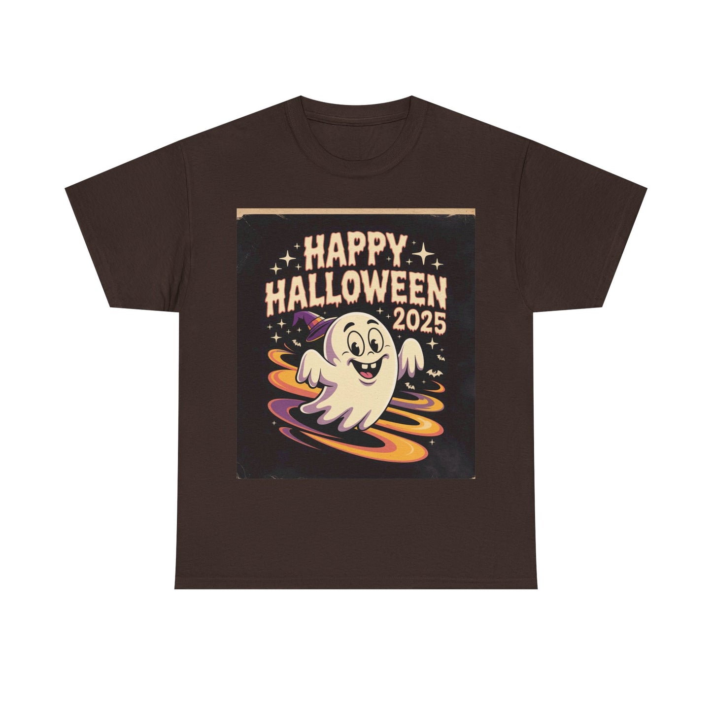 Happy Halloween Ghost Unisex Heavy Cotton Tee, Spooky Shirt, Halloween Costume, Festive Apparel, Autumn Style, Boo-tiful Tee