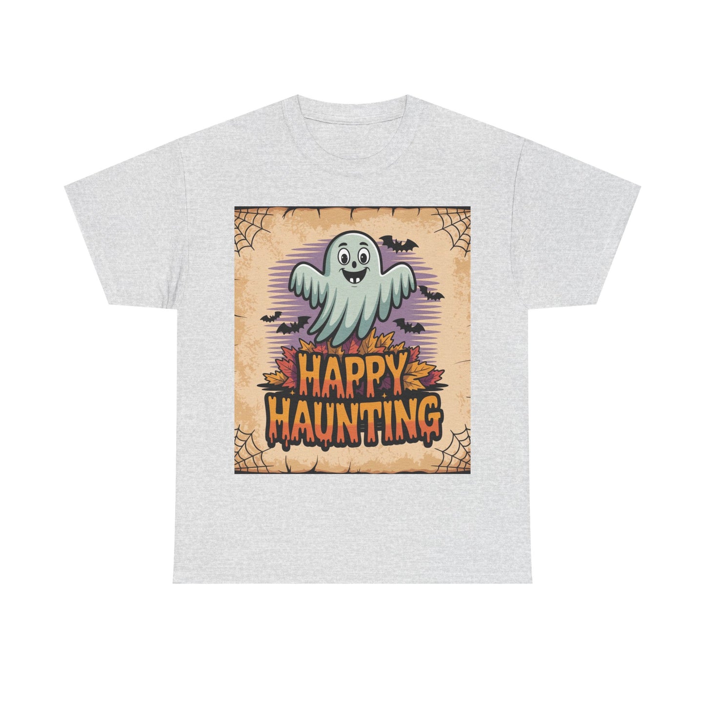 Halloween Ghost Tee, Happy Haunting Cotton Shirt, Unisex Spooky T-Shirt, Fall Festive Apparel, Ghostly Fun Clothing