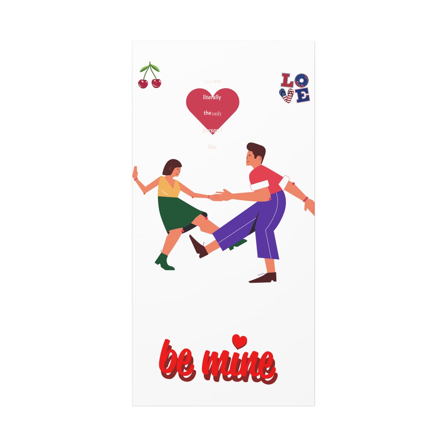 Vibrant Canvas Art Print, Cute Couple Dancing, Valentine's Gift, Home Decor, Love Quote Art, Heartfelt Wall Decoration