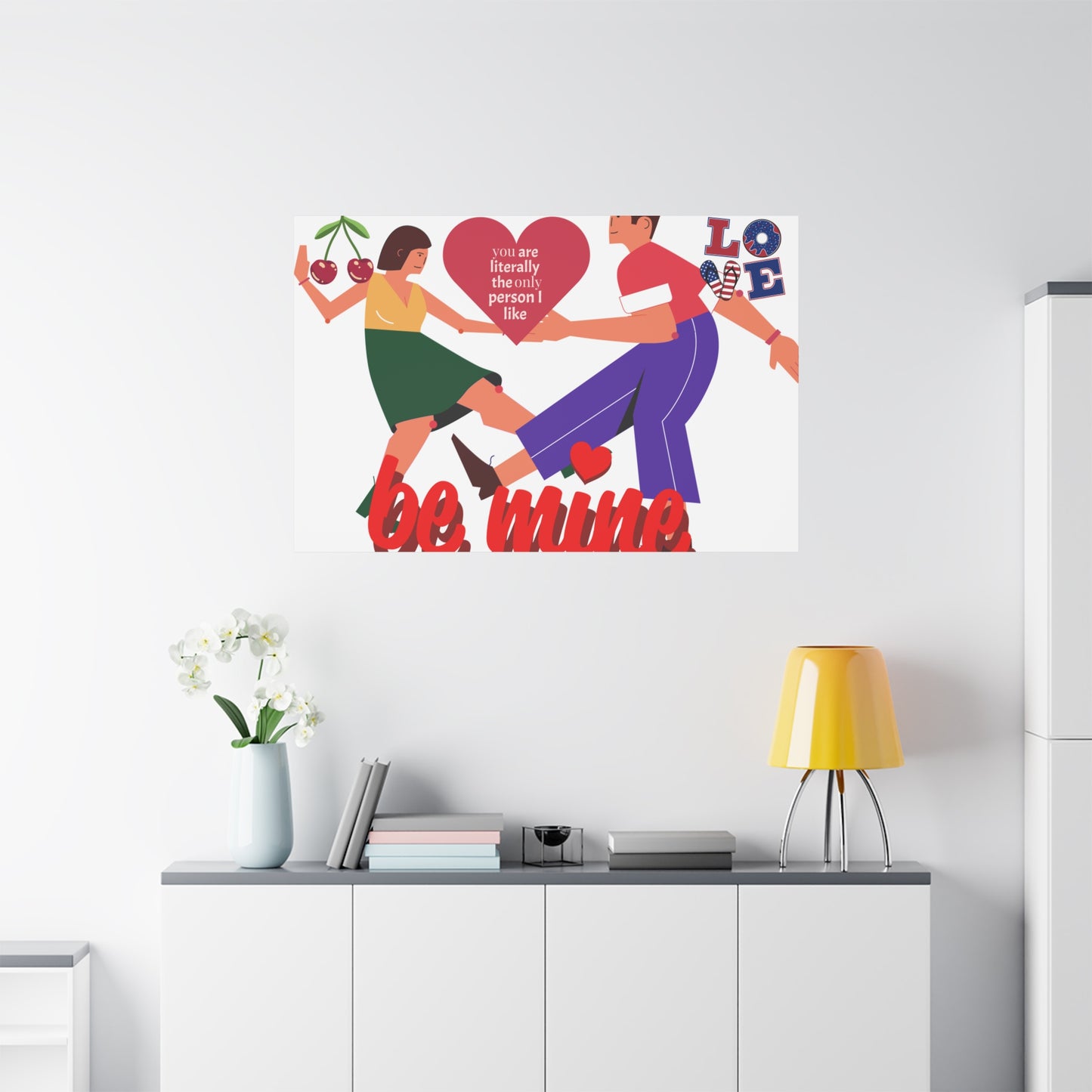 Vibrant Canvas Art Print, Cute Couple Dancing, Valentine's Gift, Home Decor, Love Quote Art, Heartfelt Wall Decoration