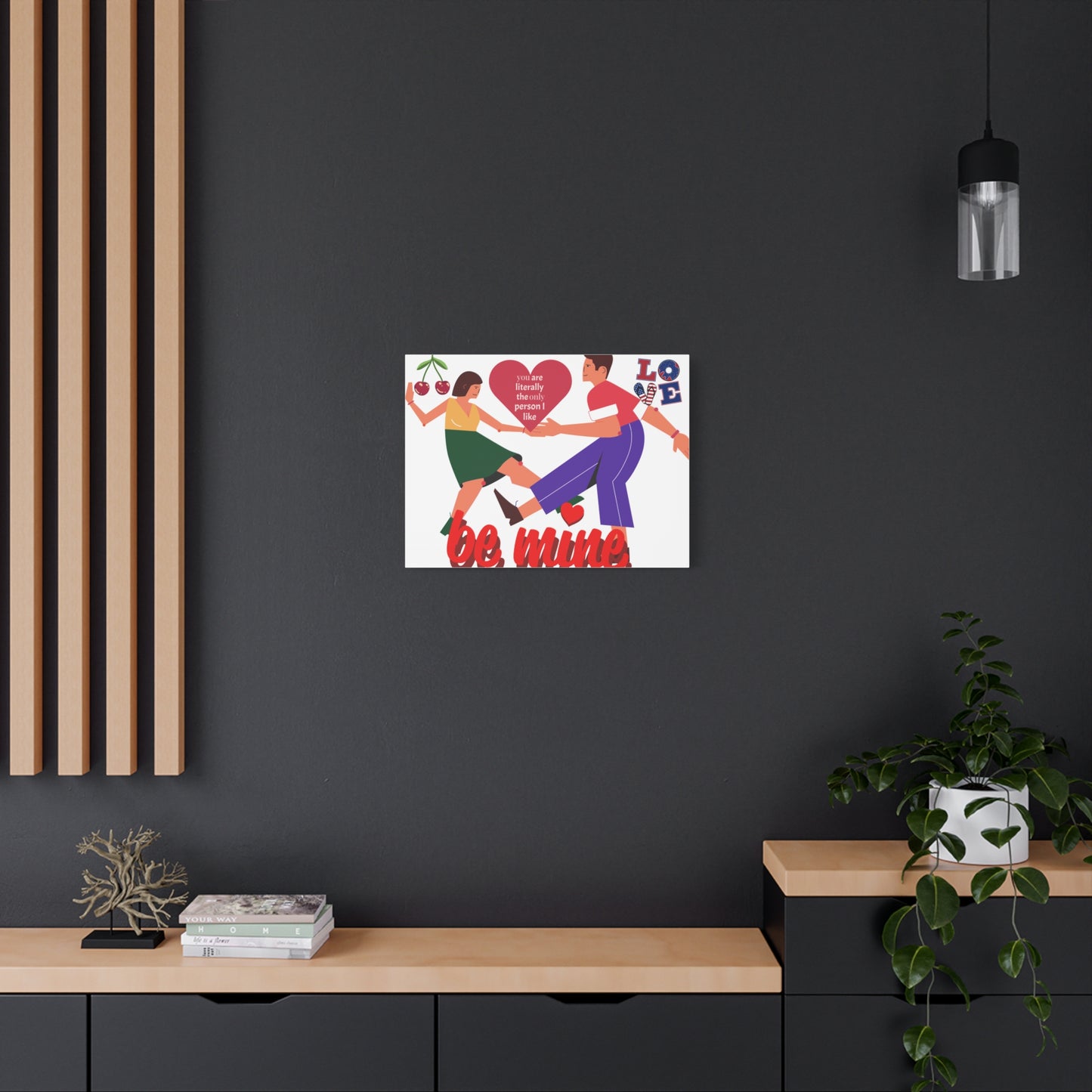 Vibrant Canvas Art Print, Cute Couple Dancing, Valentine's Gift, Home Decor, Love Quote Art, Heartfelt Wall Decoration