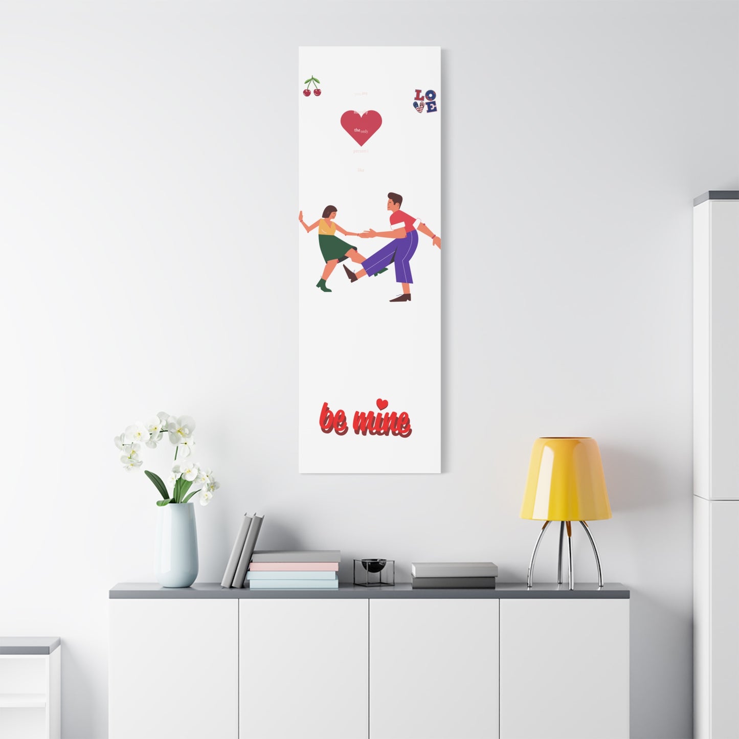 Vibrant Canvas Art Print, Cute Couple Dancing, Valentine's Gift, Home Decor, Love Quote Art, Heartfelt Wall Decoration