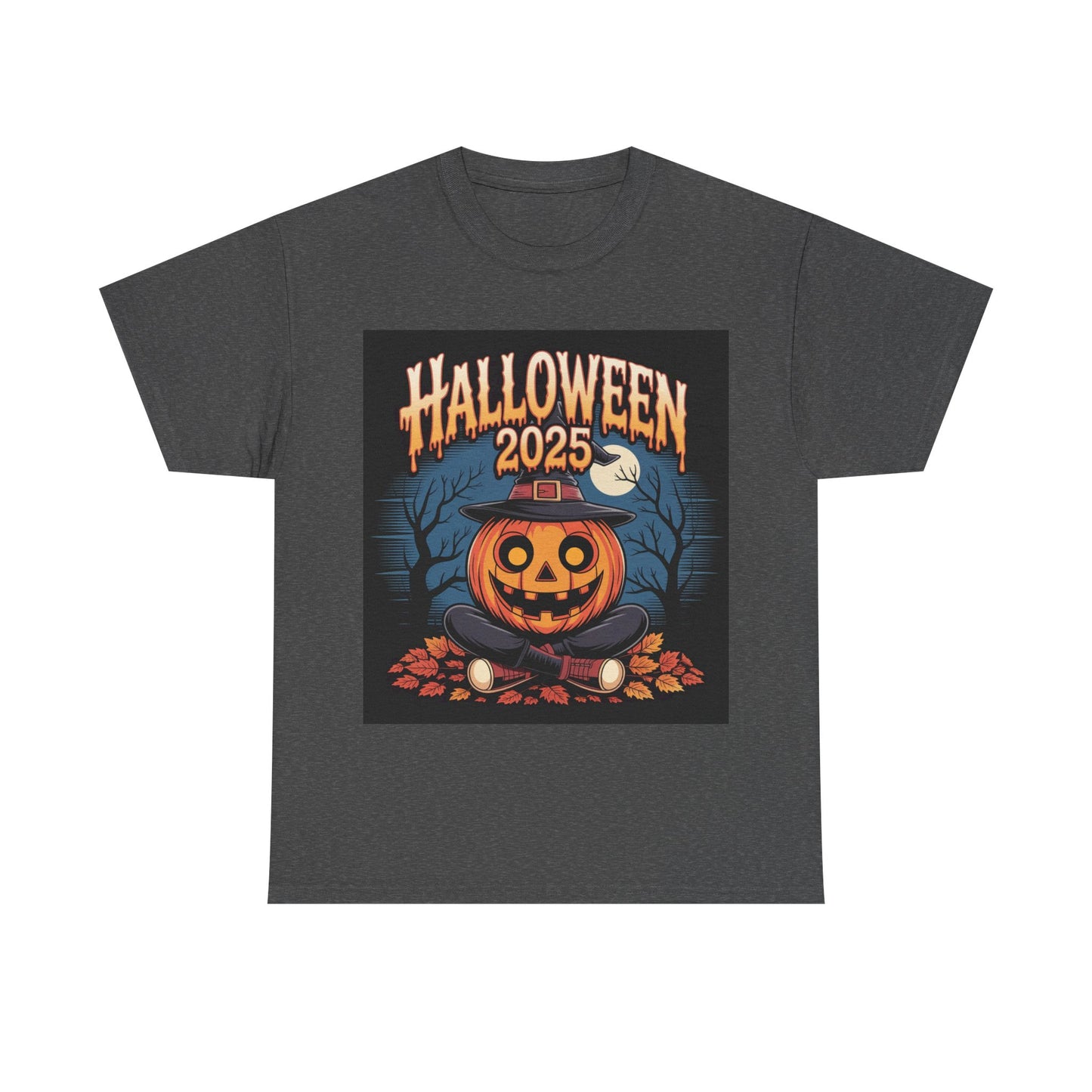 Halloween Pumpkin Tee, Unisex Heavy Cotton Tee, Spooky T-Shirt, Fall Apparel, Halloween 2025, Halloween Costumes, Autumn Fashion