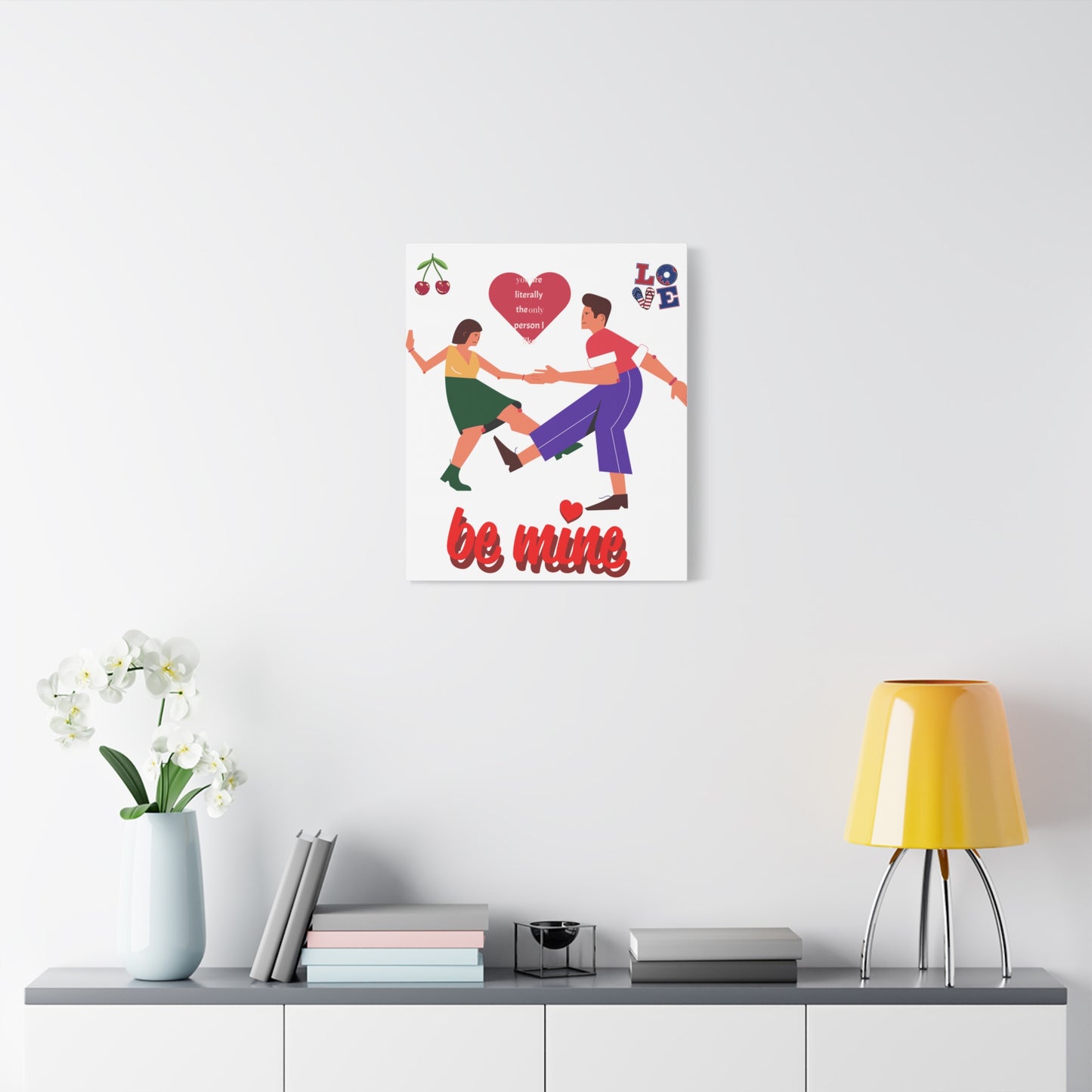 Vibrant Canvas Art Print, Cute Couple Dancing, Valentine's Gift, Home Decor, Love Quote Art, Heartfelt Wall Decoration