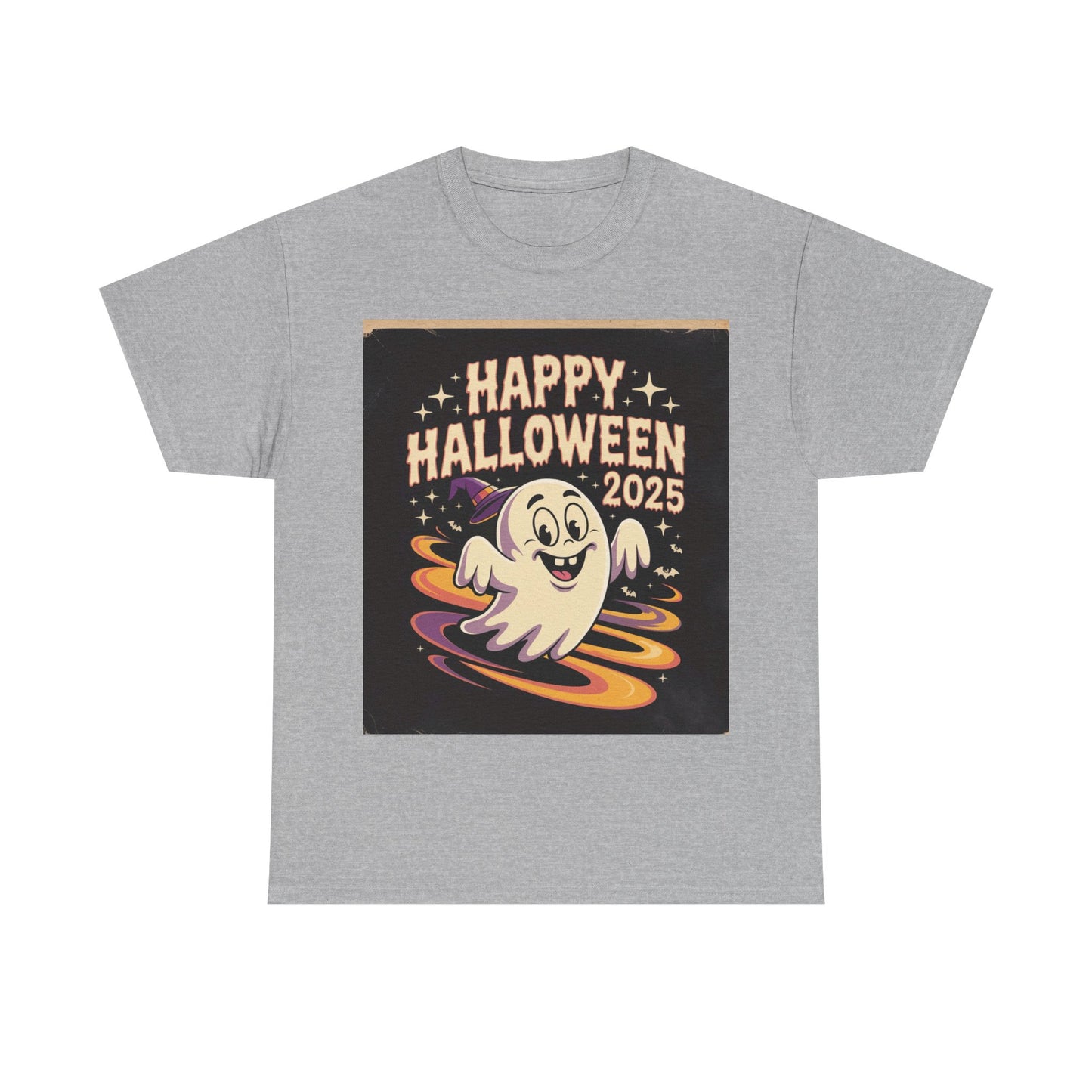 Happy Halloween Ghost Unisex Heavy Cotton Tee, Spooky Shirt, Halloween Costume, Festive Apparel, Autumn Style, Boo-tiful Tee