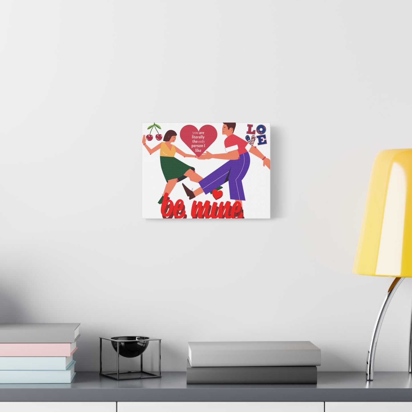 Vibrant Canvas Art Print, Cute Couple Dancing, Valentine's Gift, Home Decor, Love Quote Art, Heartfelt Wall Decoration