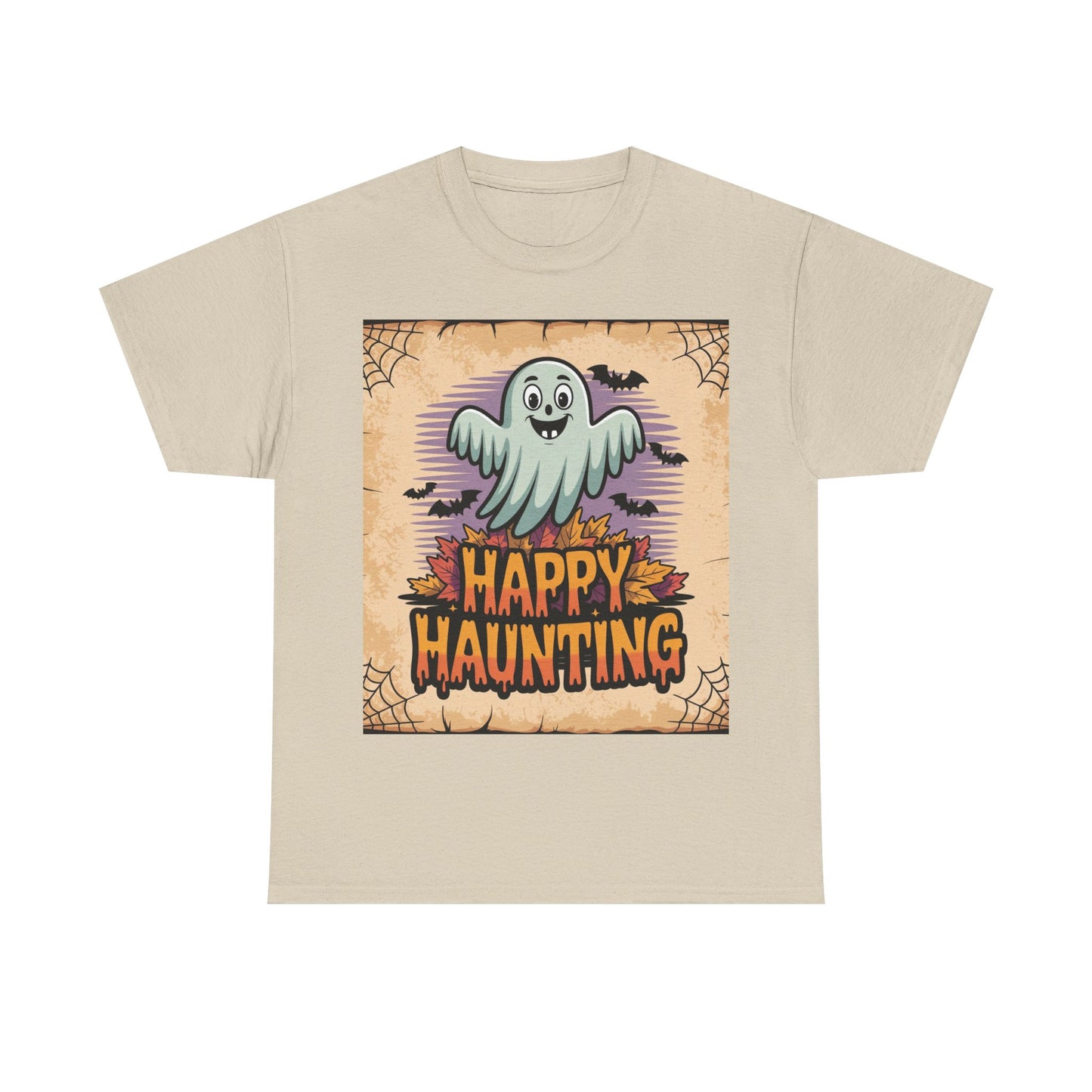 Halloween Ghost Tee, Happy Haunting Cotton Shirt, Unisex Spooky T-Shirt, Fall Festive Apparel, Ghostly Fun Clothing