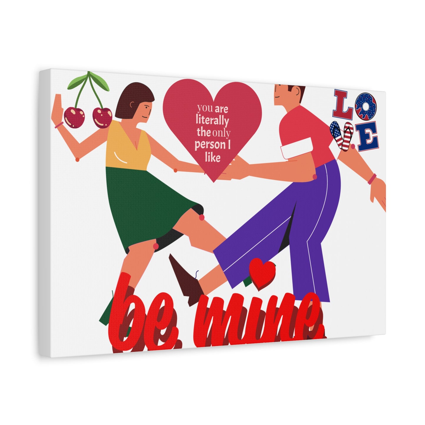 Vibrant Canvas Art Print, Cute Couple Dancing, Valentine's Gift, Home Decor, Love Quote Art, Heartfelt Wall Decoration