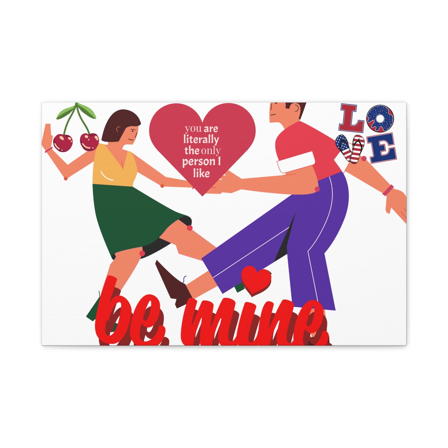 Vibrant Canvas Art Print, Cute Couple Dancing, Valentine's Gift, Home Decor, Love Quote Art, Heartfelt Wall Decoration