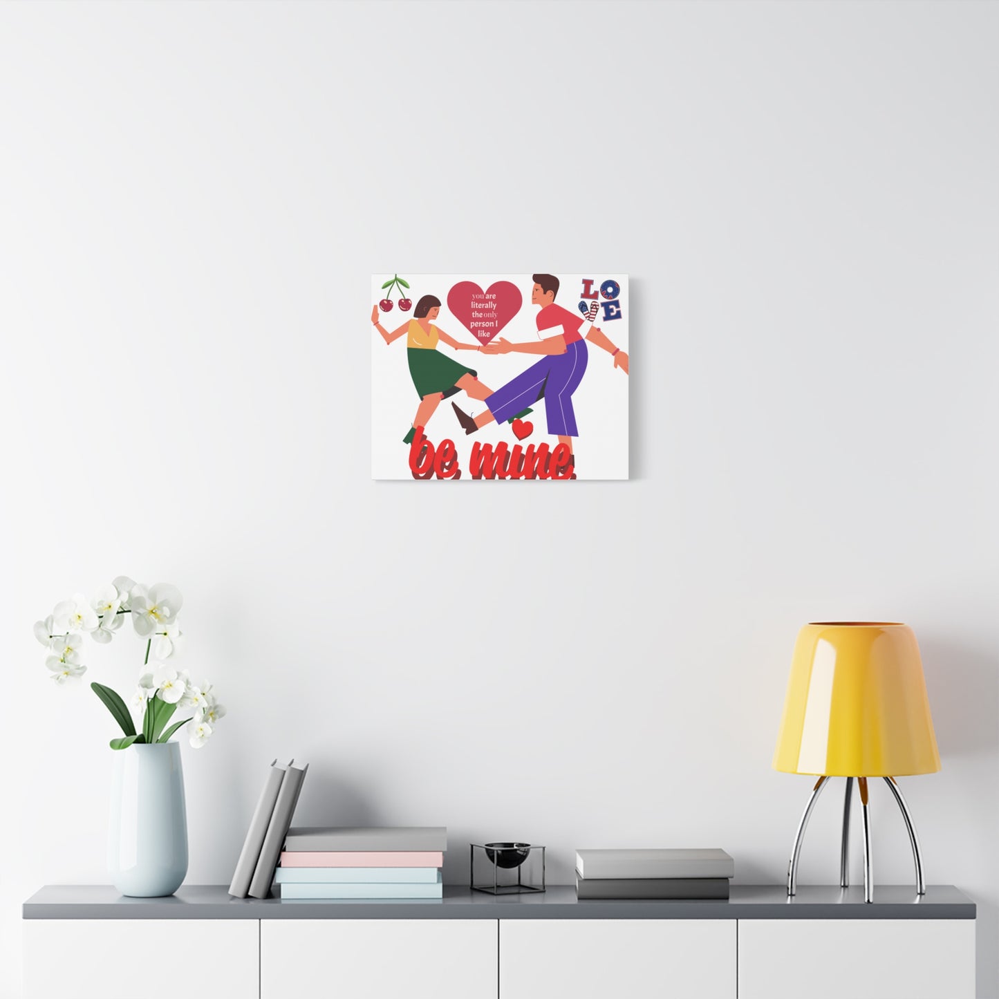 Vibrant Canvas Art Print, Cute Couple Dancing, Valentine's Gift, Home Decor, Love Quote Art, Heartfelt Wall Decoration