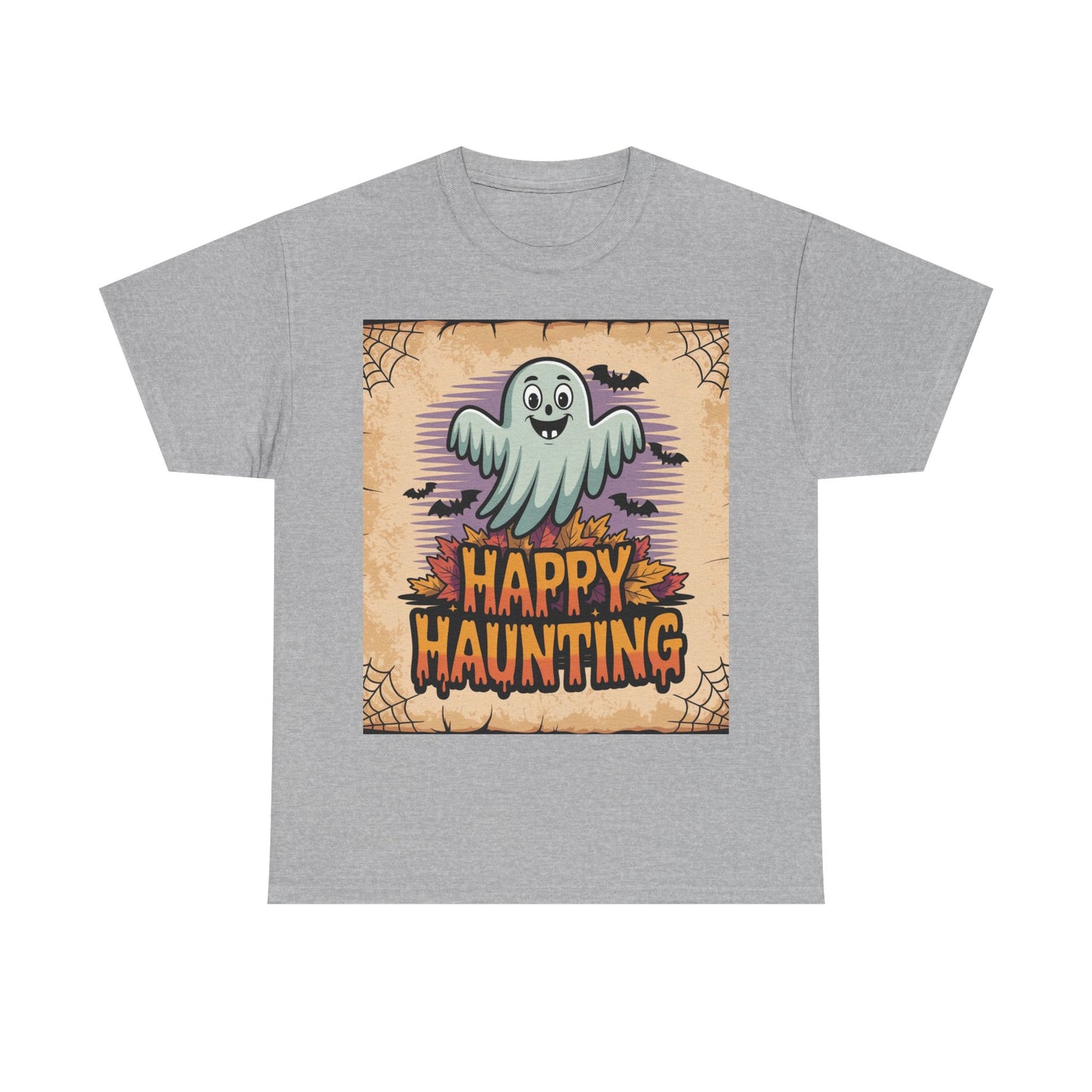 Halloween Ghost Tee, Happy Haunting Cotton Shirt, Unisex Spooky T-Shirt, Fall Festive Apparel, Ghostly Fun Clothing
