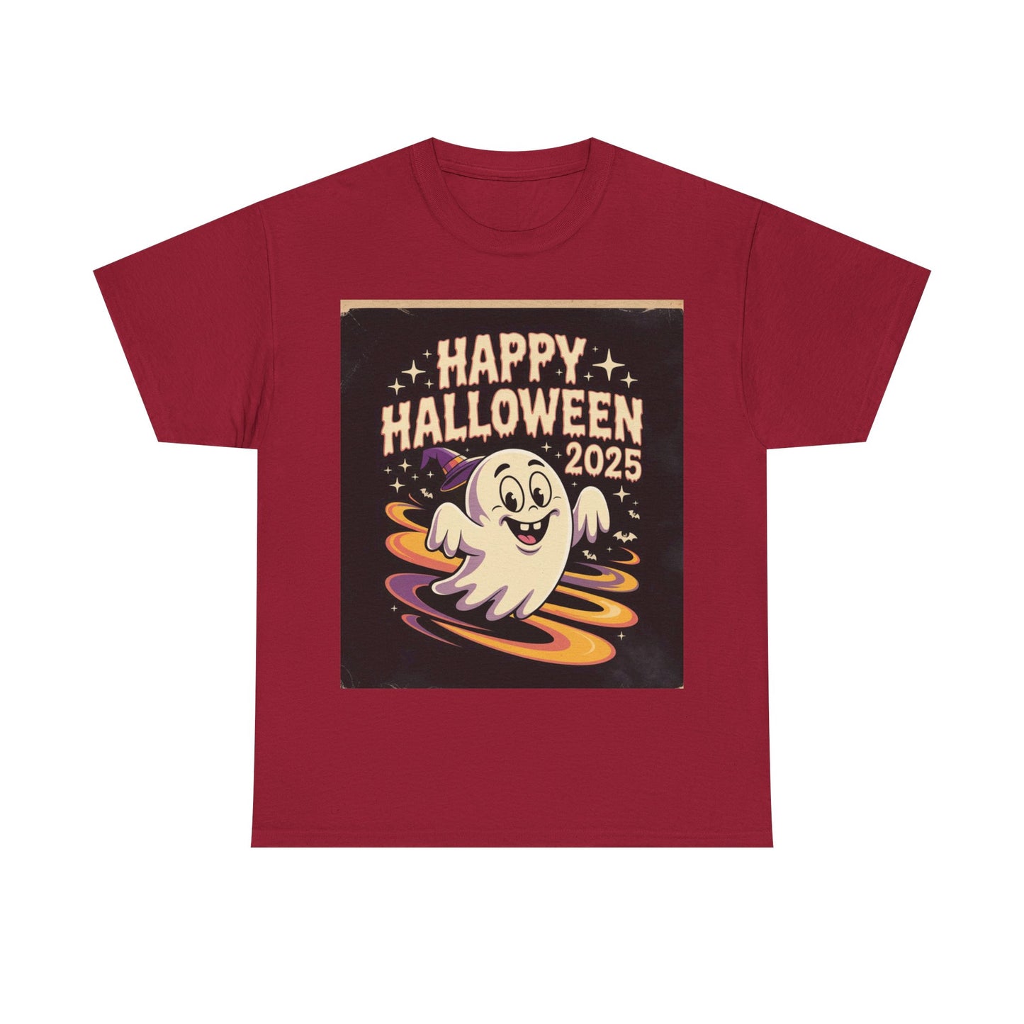 Happy Halloween Ghost Unisex Heavy Cotton Tee, Spooky Shirt, Halloween Costume, Festive Apparel, Autumn Style, Boo-tiful Tee
