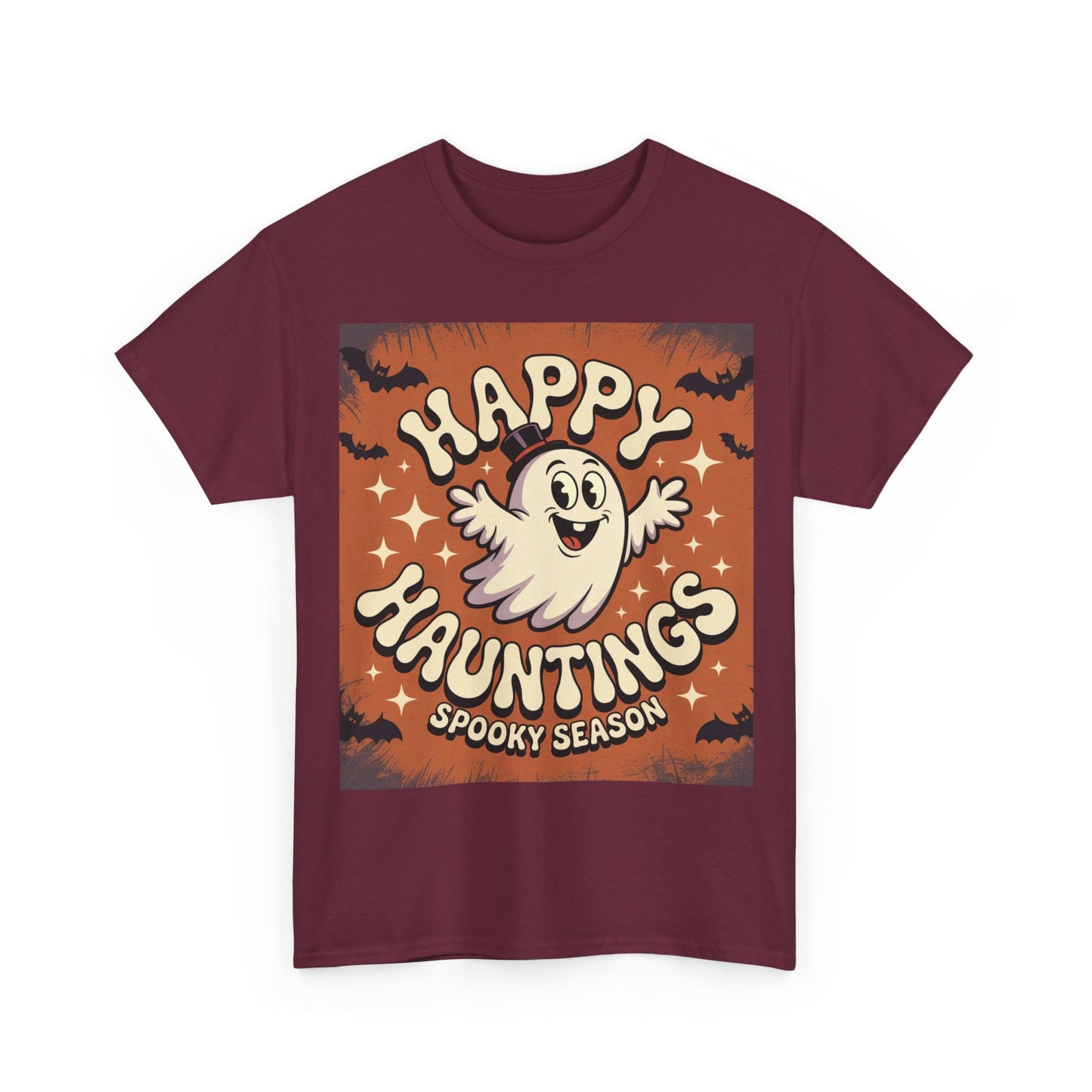 Happy Hauntings Unisex Halloween Tee, Spooky Season T-Shirt, Ghost Graphic Tee, Halloween Party Shirt, Casual Fall Wear