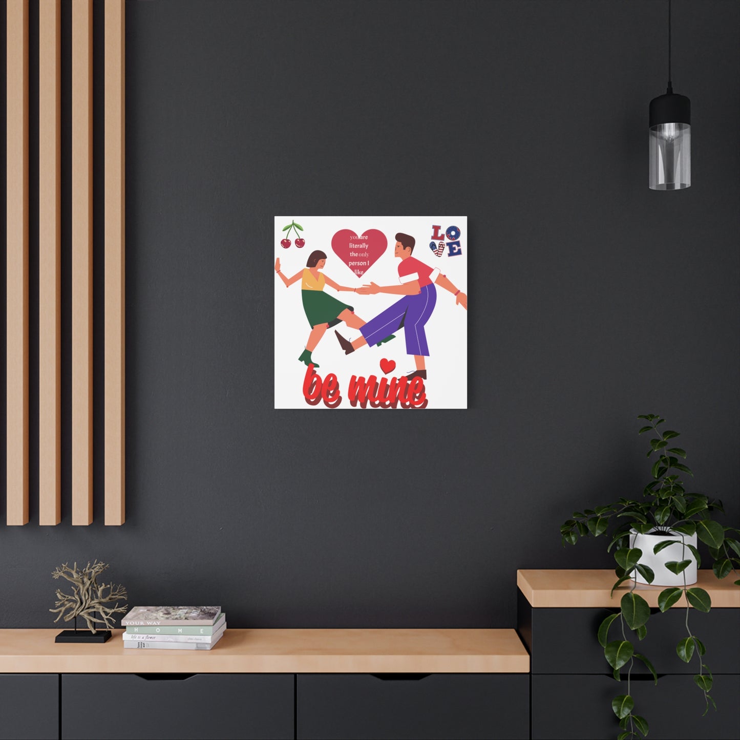 Vibrant Canvas Art Print, Cute Couple Dancing, Valentine's Gift, Home Decor, Love Quote Art, Heartfelt Wall Decoration
