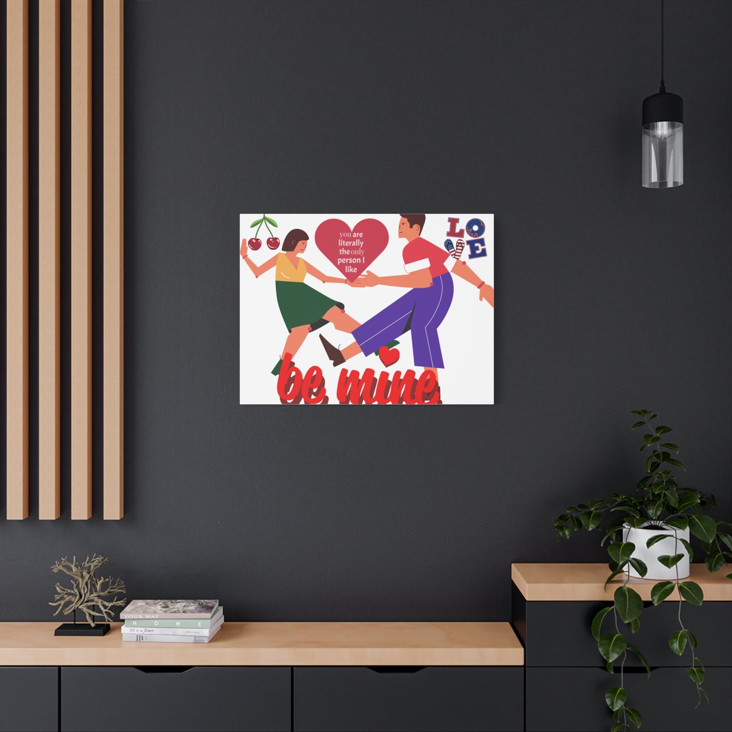 Vibrant Canvas Art Print, Cute Couple Dancing, Valentine's Gift, Home Decor, Love Quote Art, Heartfelt Wall Decoration
