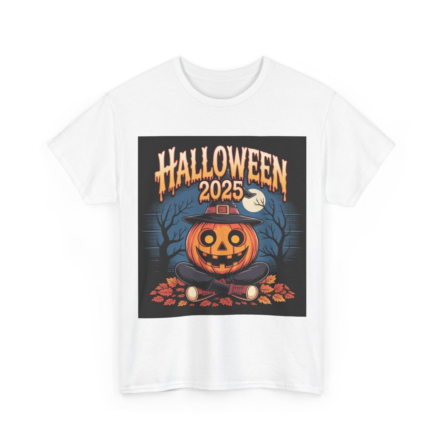 Halloween Pumpkin Tee, Unisex Heavy Cotton Tee, Spooky T-Shirt, Fall Apparel, Halloween 2025, Halloween Costumes, Autumn Fashion