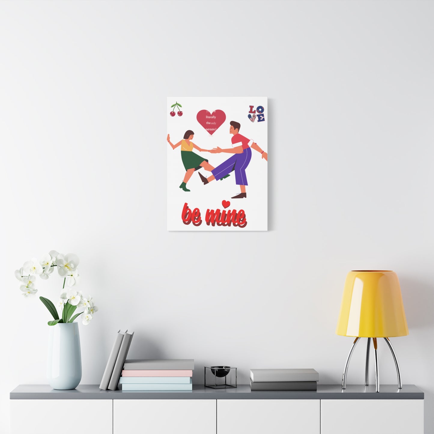 Vibrant Canvas Art Print, Cute Couple Dancing, Valentine's Gift, Home Decor, Love Quote Art, Heartfelt Wall Decoration