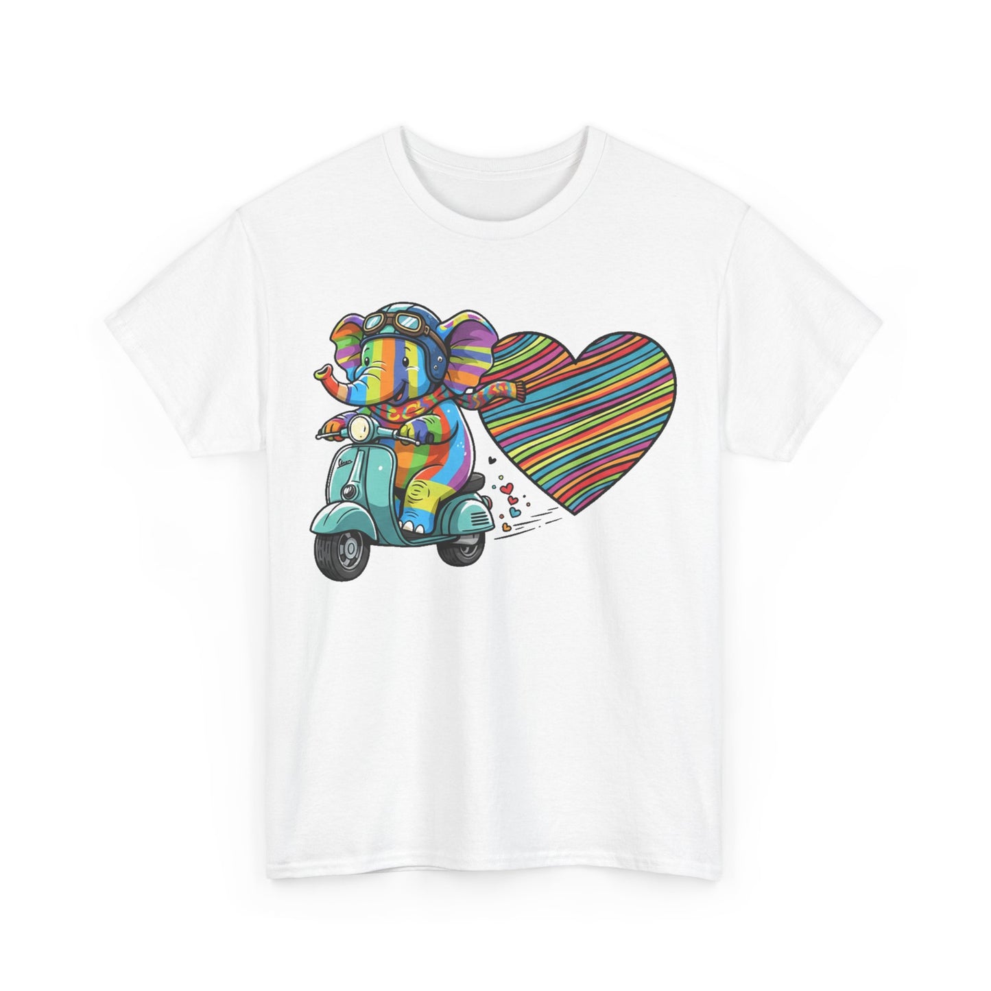 Vibrant Elephant Love Tee, Unisex Cotton T-Shirt, Colorful Graphic T-Shirt, Unique Gift for Animal Lovers, Casual Wear, Cute Apparel