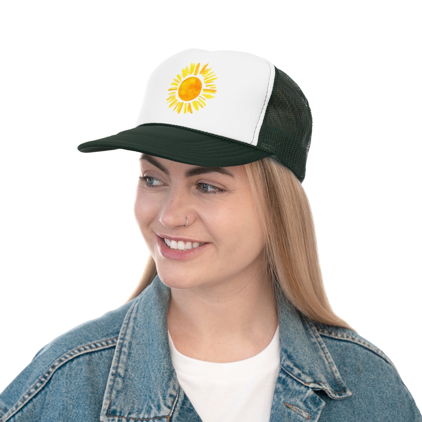 Sunny Vibes Trucker Cap | Summer Hat, Outdoor Cap, Gift for Nature Lovers, Festival Accessory, Sun-themed Cap