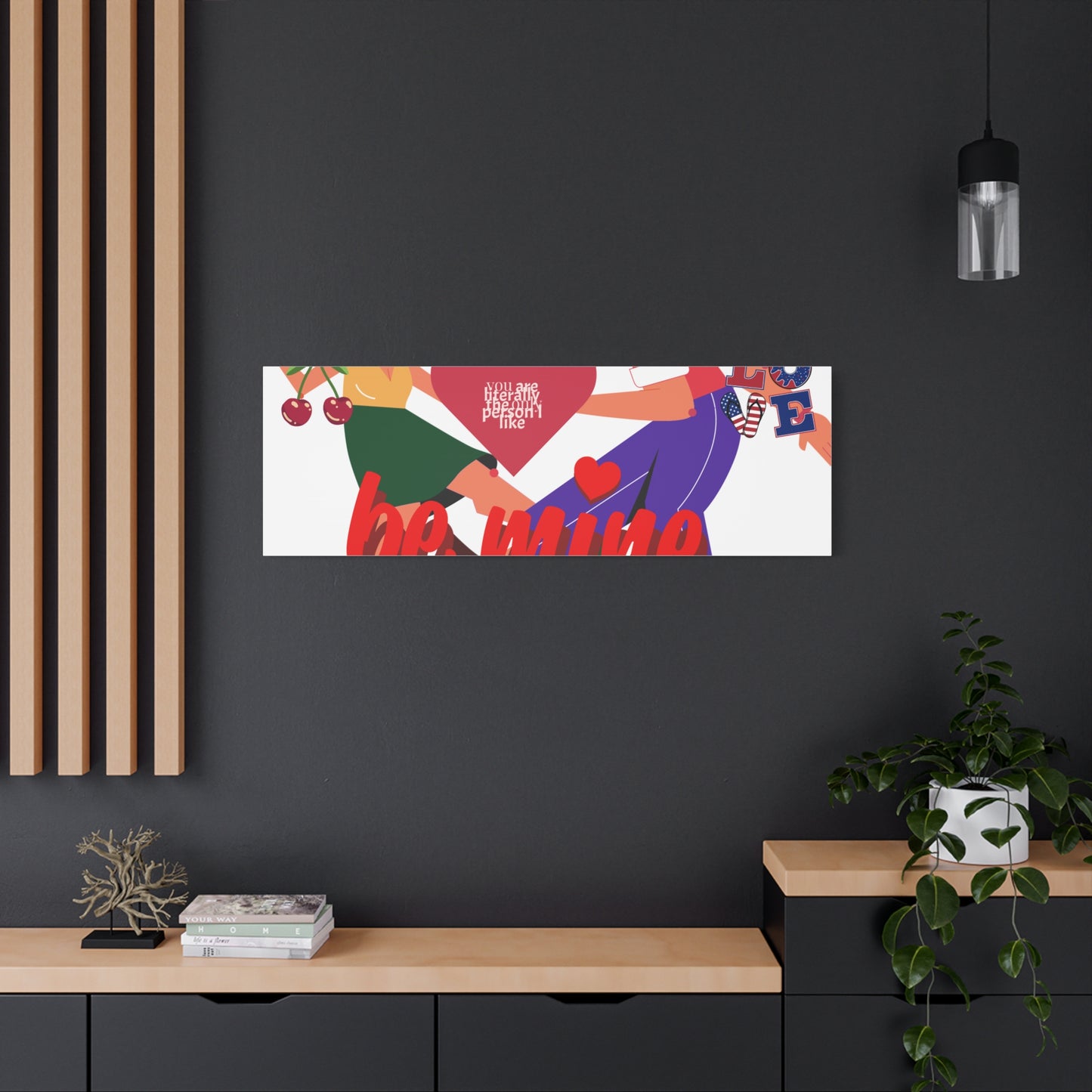 Vibrant Canvas Art Print, Cute Couple Dancing, Valentine's Gift, Home Decor, Love Quote Art, Heartfelt Wall Decoration