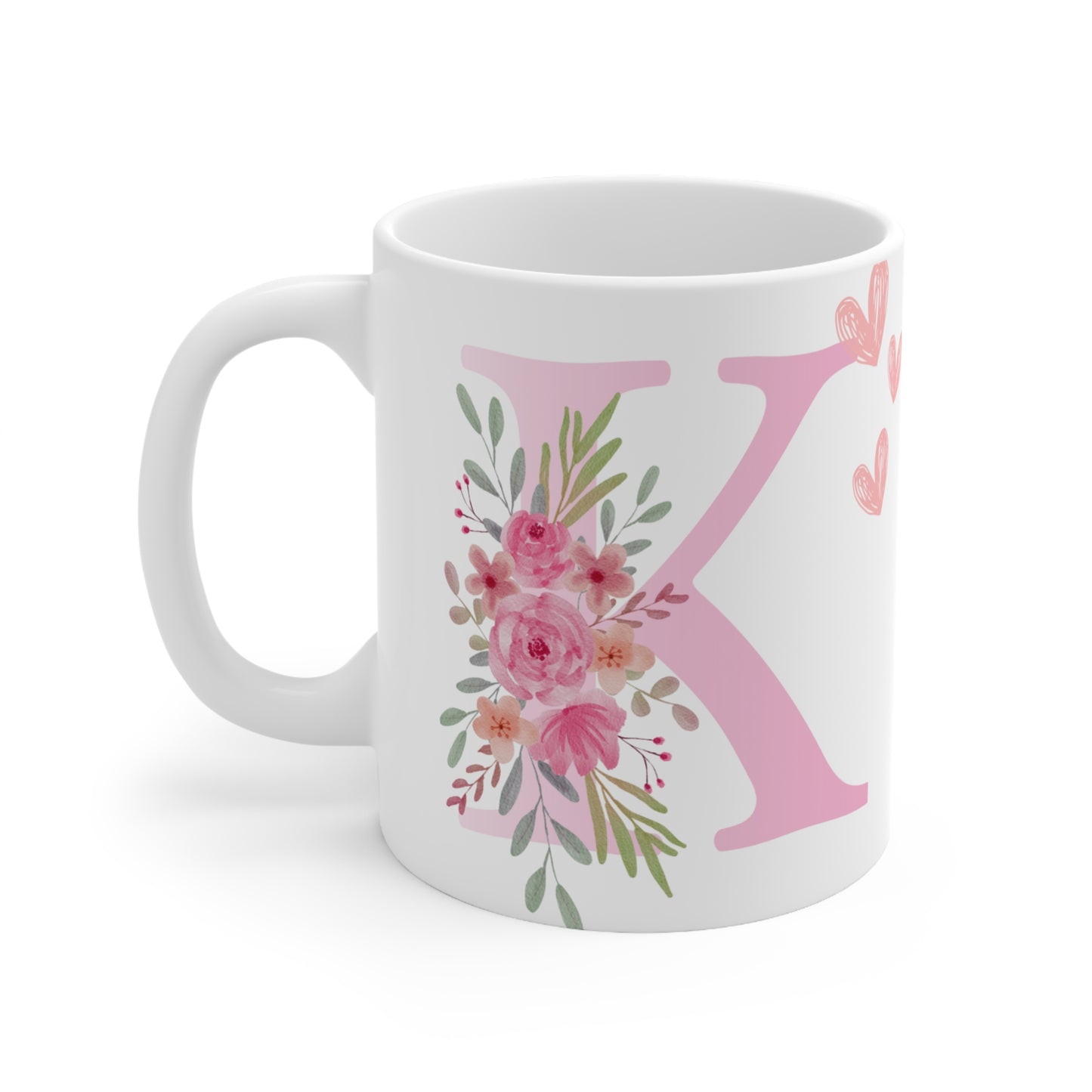 Personalized Floral Letter Coffee Mug, Custom Initial Cup, Gift for Her, Mother's Day, Birthday, Coffee Lover's Cup