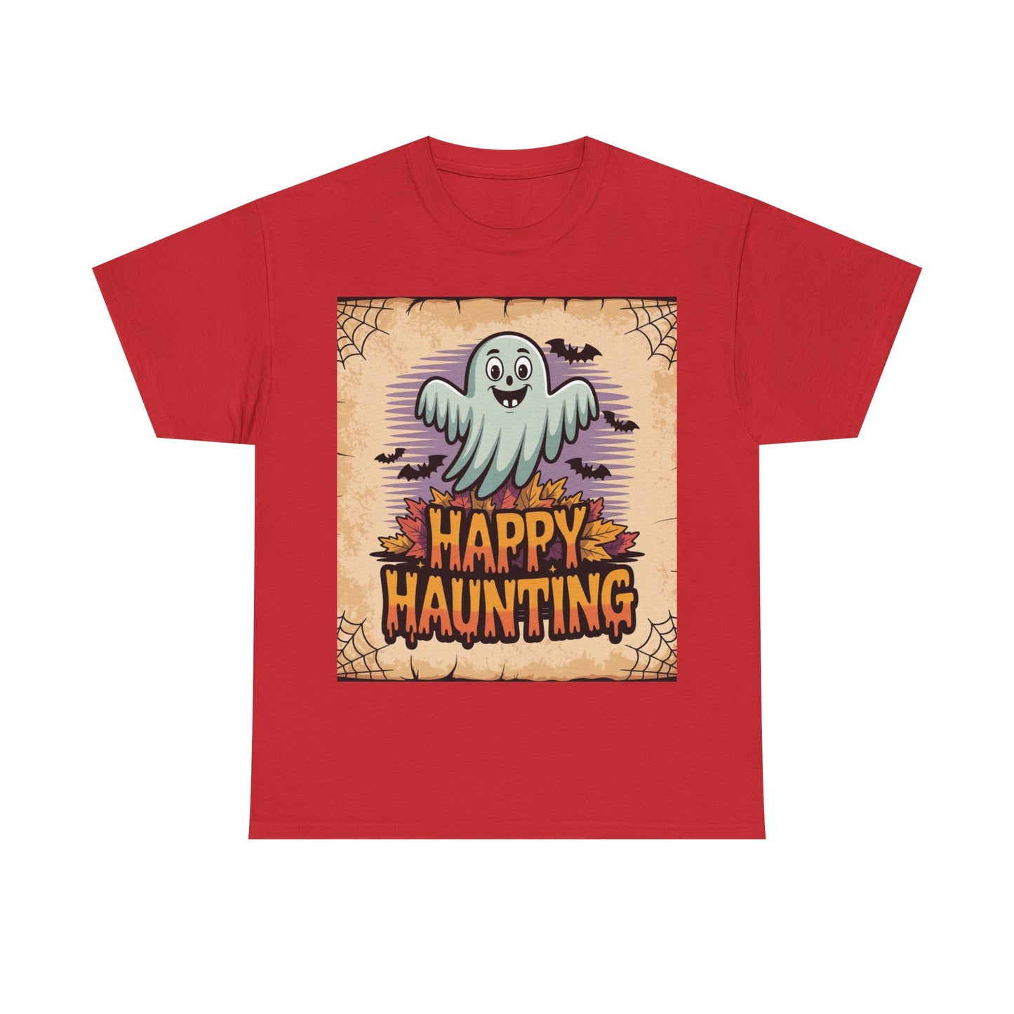 Halloween Ghost Tee, Happy Haunting Cotton Shirt, Unisex Spooky T-Shirt, Fall Festive Apparel, Ghostly Fun Clothing