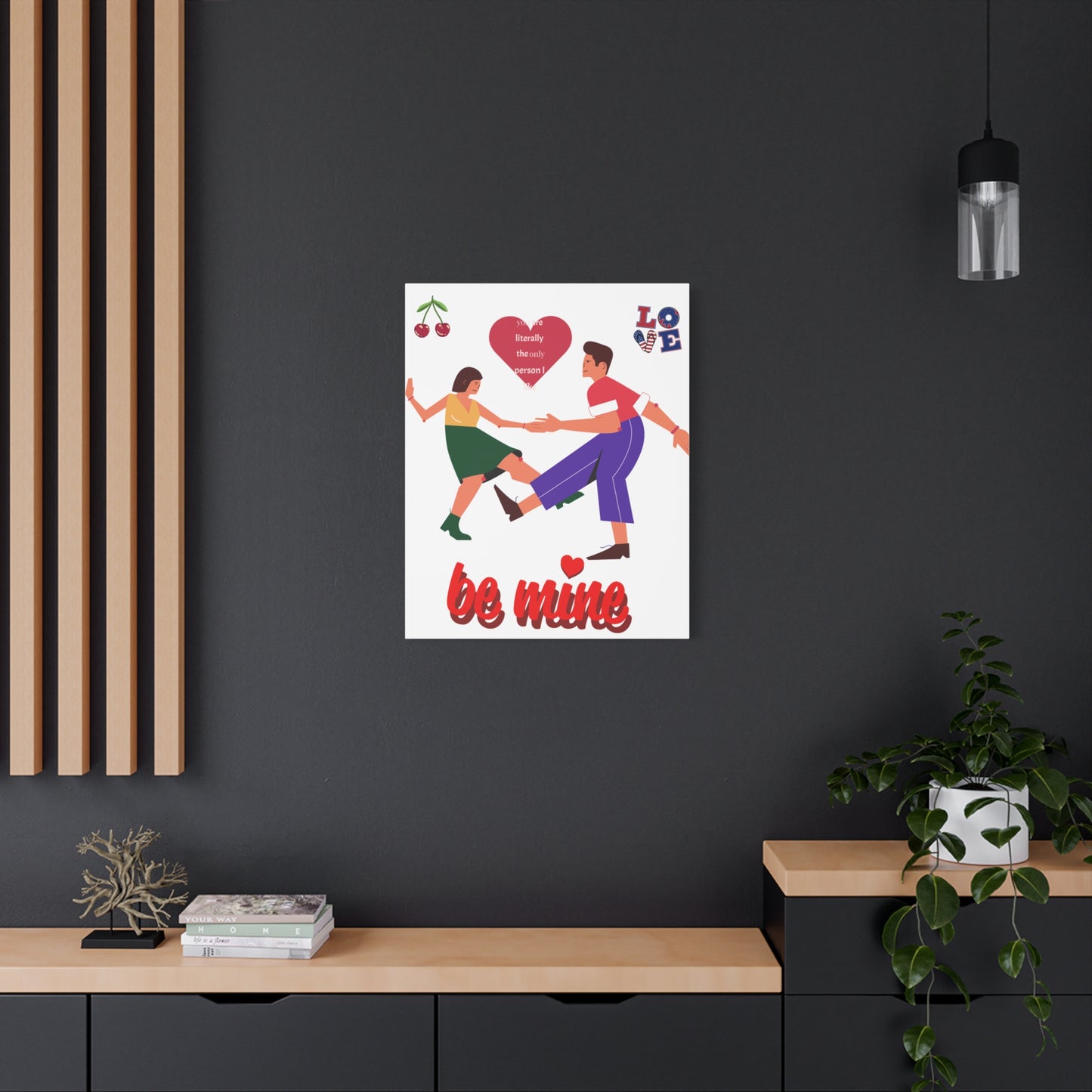 Vibrant Canvas Art Print, Cute Couple Dancing, Valentine's Gift, Home Decor, Love Quote Art, Heartfelt Wall Decoration