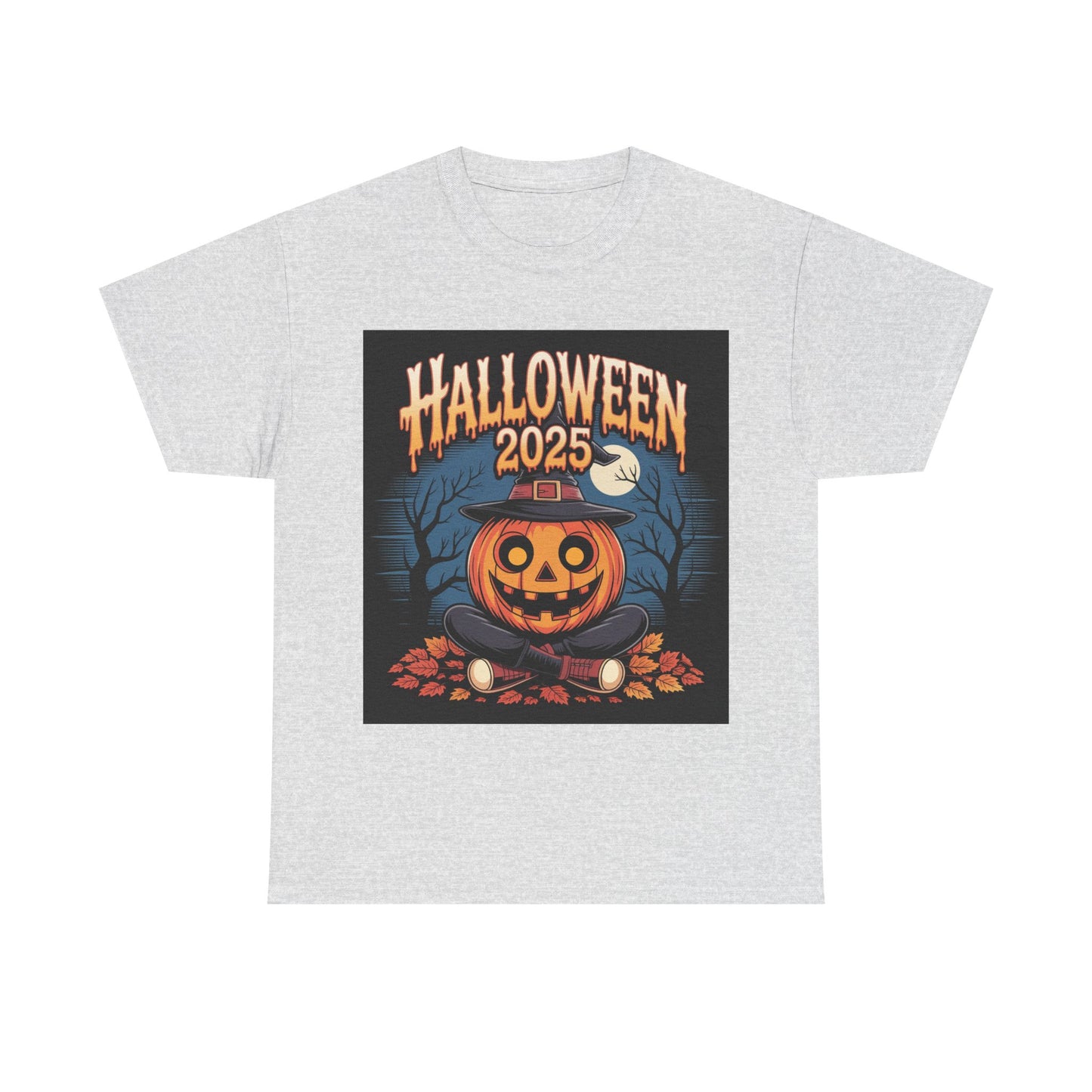 Halloween Pumpkin Tee, Unisex Heavy Cotton Tee, Spooky T-Shirt, Fall Apparel, Halloween 2025, Halloween Costumes, Autumn Fashion