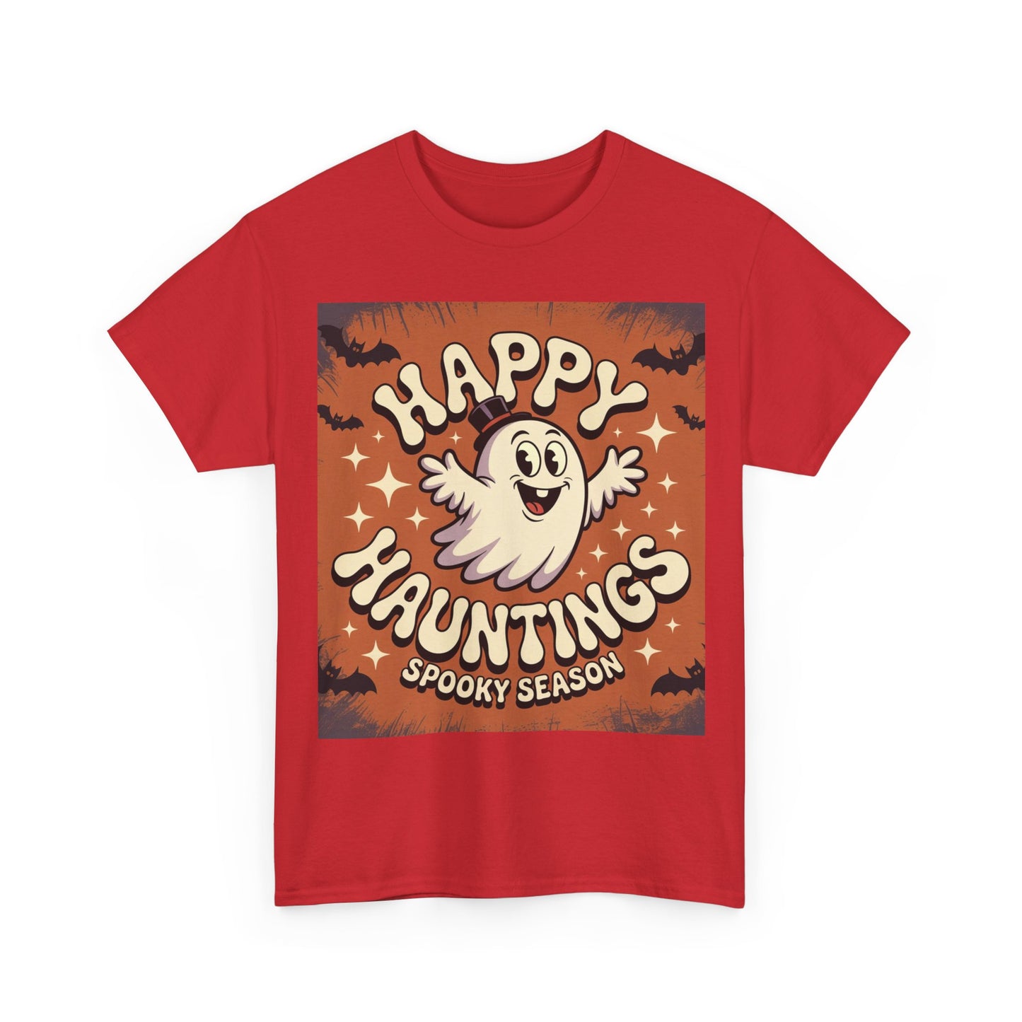 Happy Hauntings Unisex Halloween Tee, Spooky Season T-Shirt, Ghost Graphic Tee, Halloween Party Shirt, Casual Fall Wear