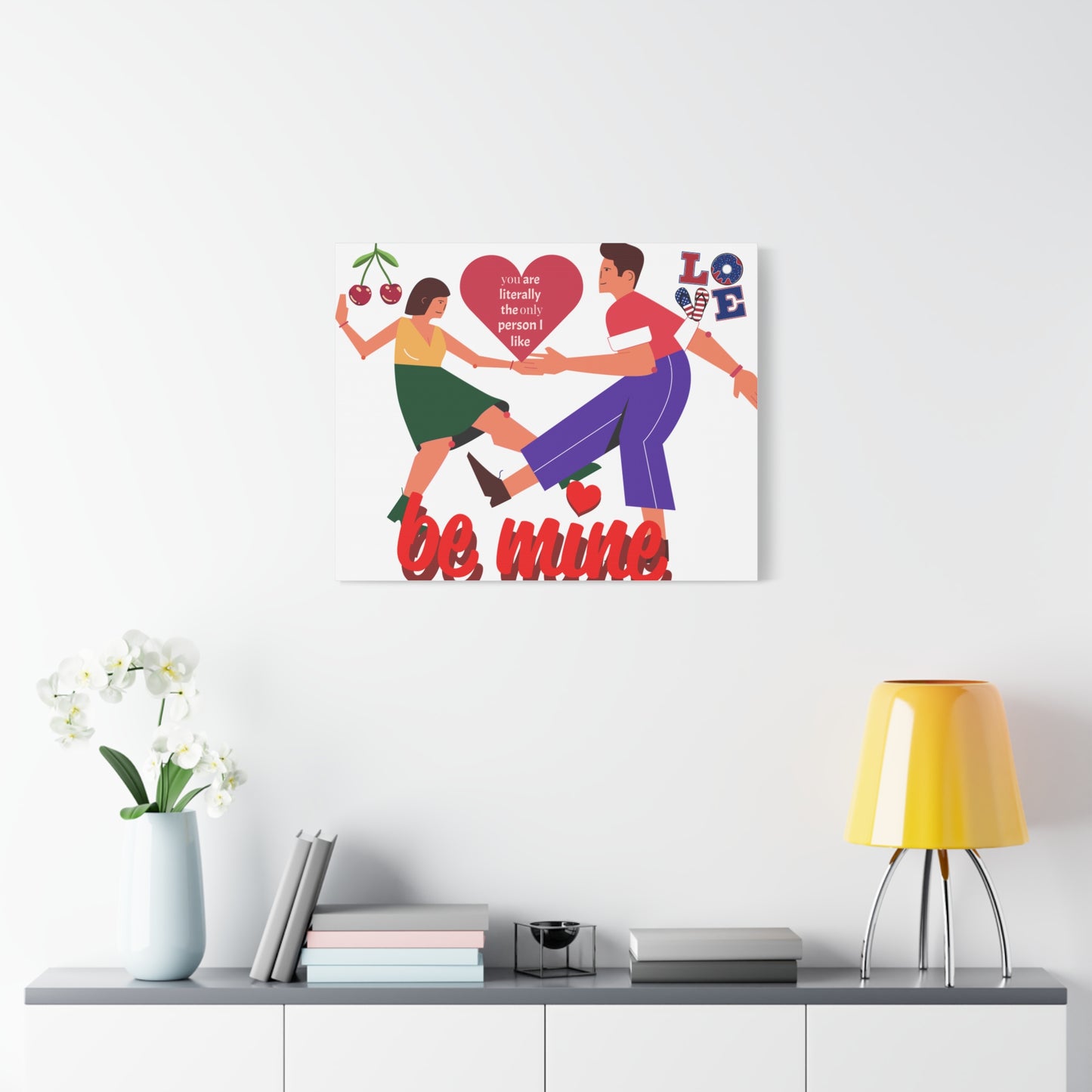 Vibrant Canvas Art Print, Cute Couple Dancing, Valentine's Gift, Home Decor, Love Quote Art, Heartfelt Wall Decoration
