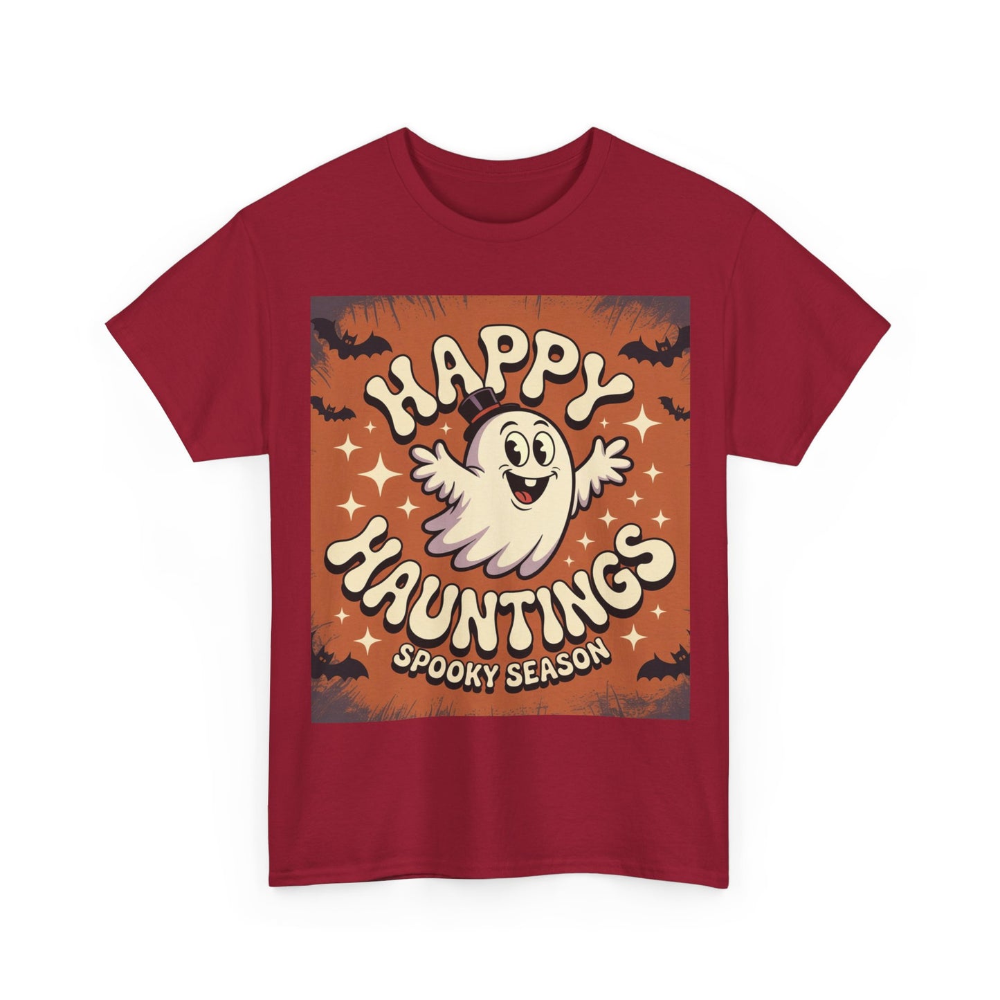 Happy Hauntings Unisex Halloween Tee, Spooky Season T-Shirt, Ghost Graphic Tee, Halloween Party Shirt, Casual Fall Wear