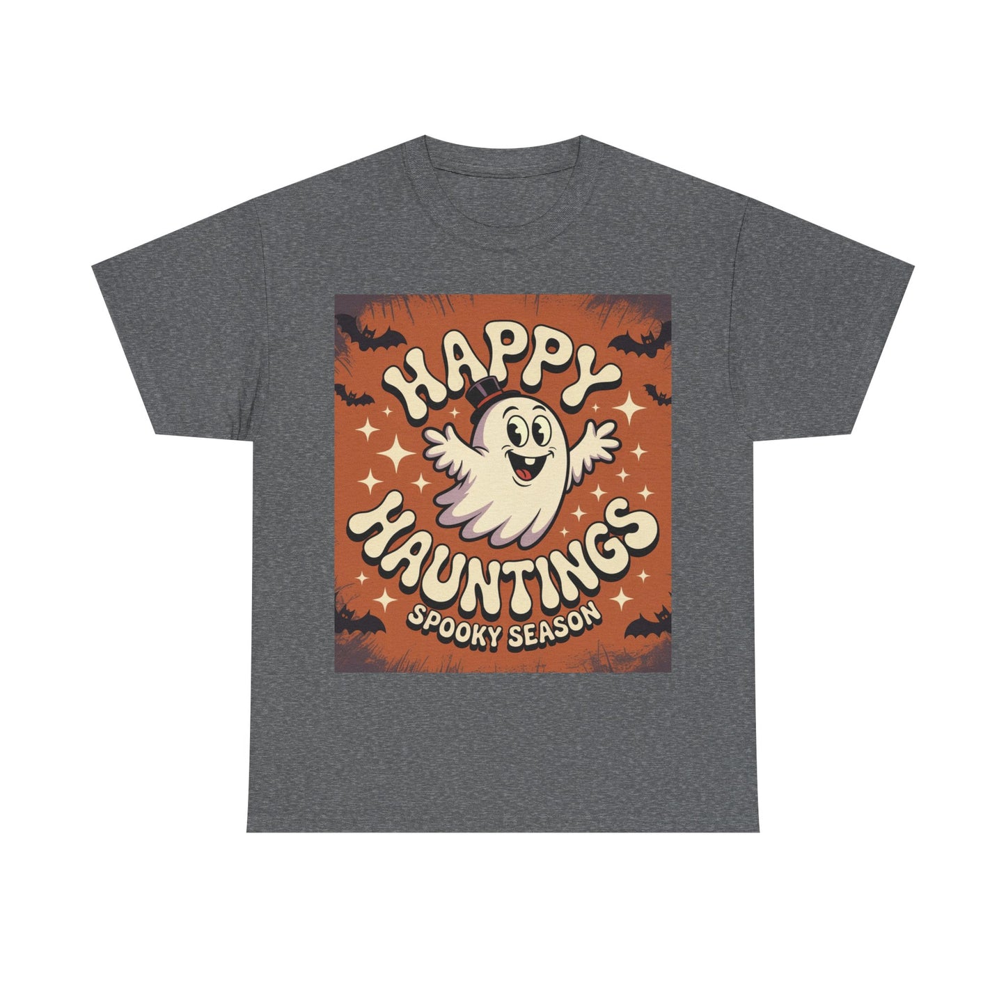 Happy Hauntings Unisex Halloween Tee, Spooky Season T-Shirt, Ghost Graphic Tee, Halloween Party Shirt, Casual Fall Wear