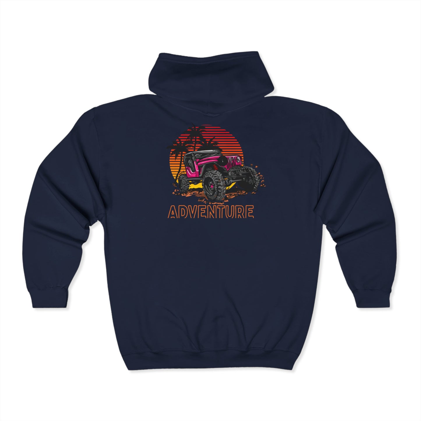 Adventure-Themed Full Zip Hoodie, Unisex Casual Sweatshirt for Outdoor Lovers, Perfect for Camping, Gifts for Him & Her