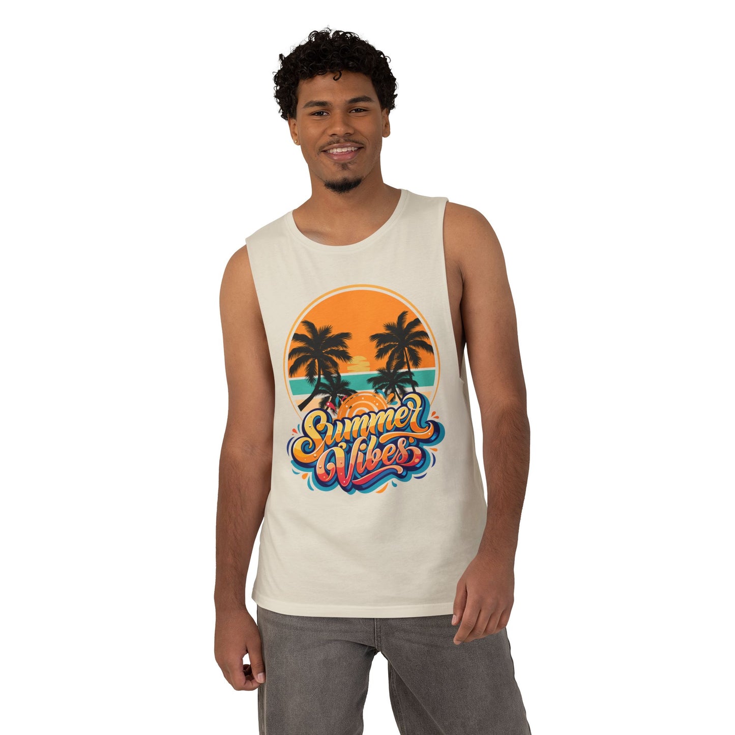 Summer Vibes Tank Top, Unisex Beachwear, Tropical Tee, Vacation Shirt, Casual Summer Apparel, Gift for Him/Her