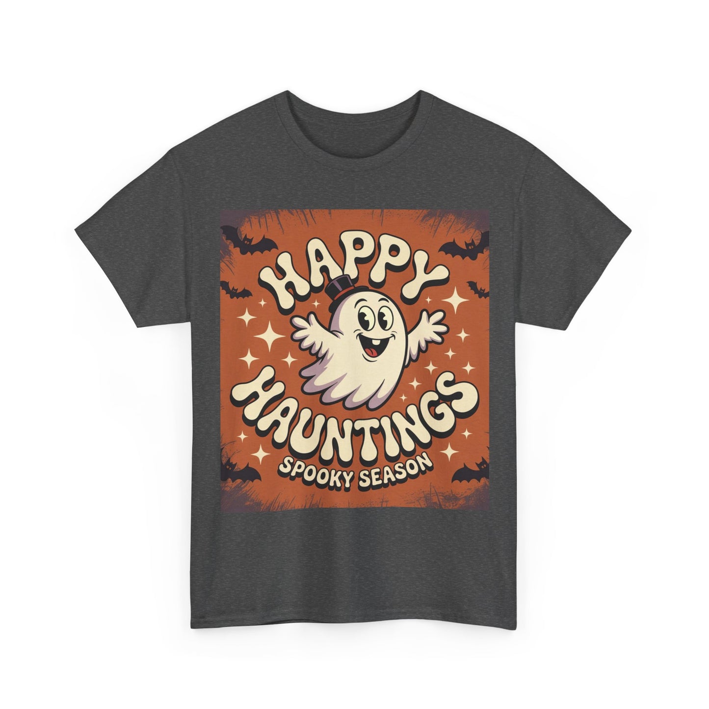 Happy Hauntings Unisex Halloween Tee, Spooky Season T-Shirt, Ghost Graphic Tee, Halloween Party Shirt, Casual Fall Wear