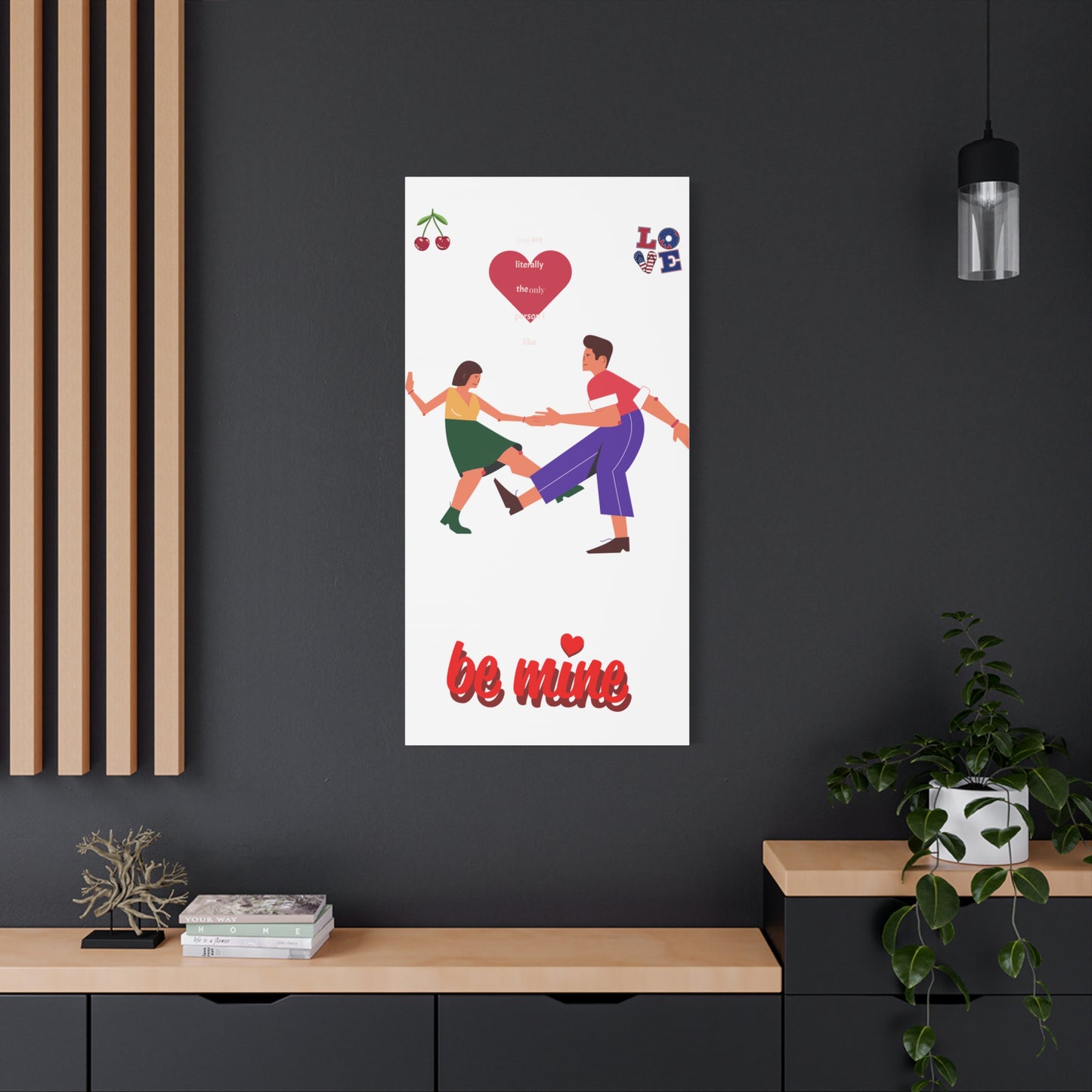 Vibrant Canvas Art Print, Cute Couple Dancing, Valentine's Gift, Home Decor, Love Quote Art, Heartfelt Wall Decoration
