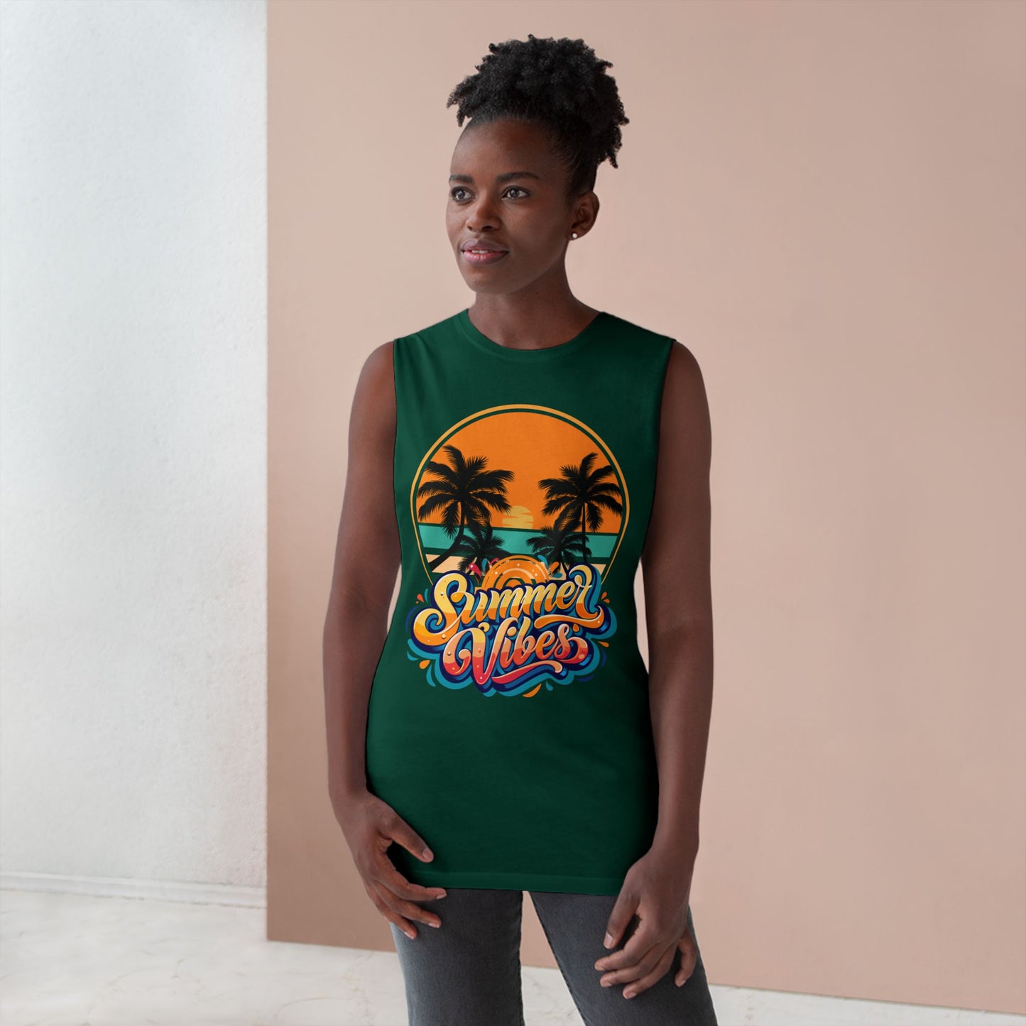 Summer Vibes Tank Top, Unisex Beachwear, Tropical Tee, Vacation Shirt, Casual Summer Apparel, Gift for Him/Her