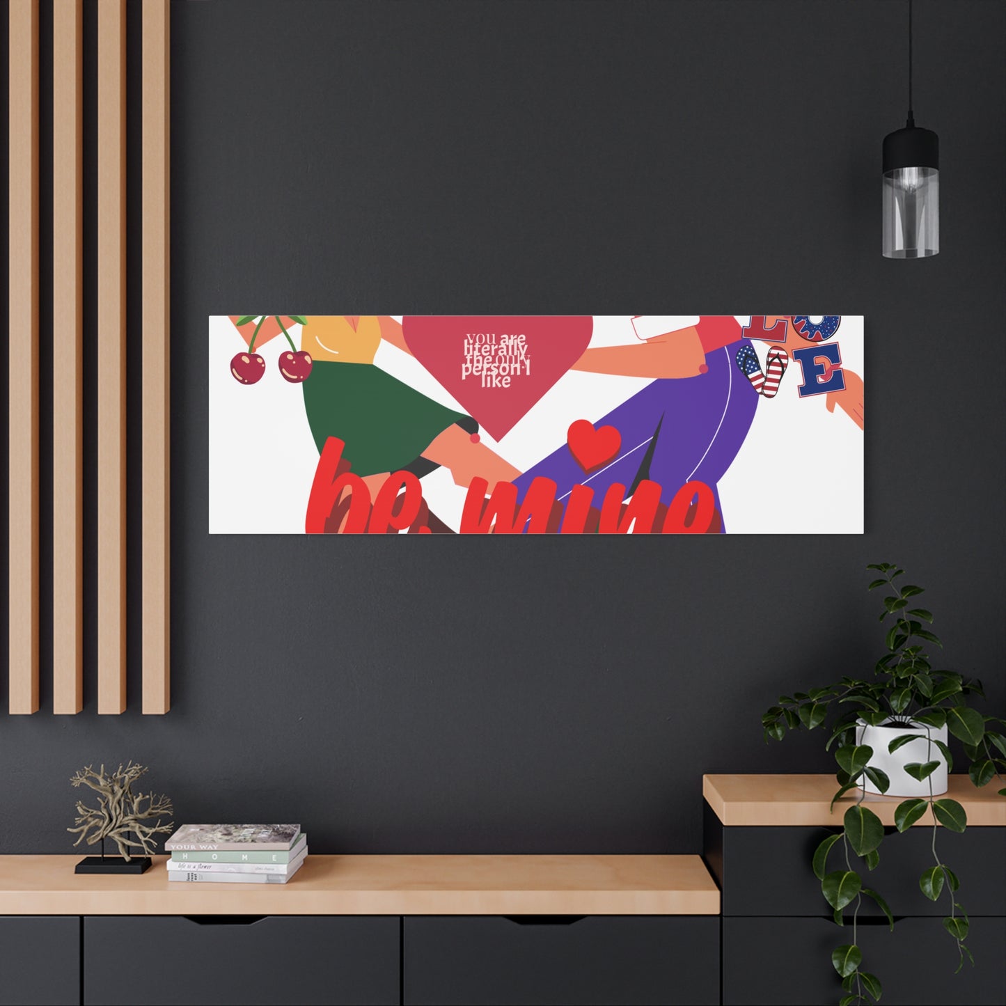 Vibrant Canvas Art Print, Cute Couple Dancing, Valentine's Gift, Home Decor, Love Quote Art, Heartfelt Wall Decoration