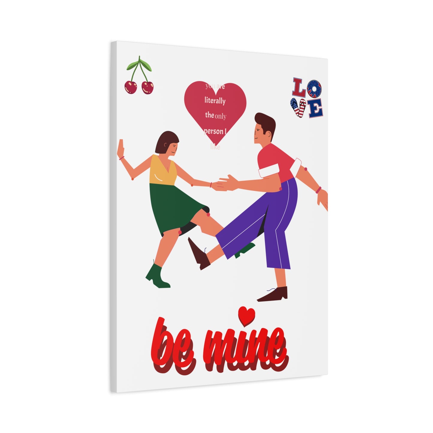 Vibrant Canvas Art Print, Cute Couple Dancing, Valentine's Gift, Home Decor, Love Quote Art, Heartfelt Wall Decoration