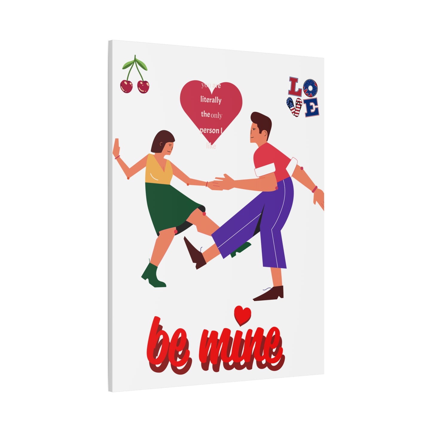 Vibrant Canvas Art Print, Cute Couple Dancing, Valentine's Gift, Home Decor, Love Quote Art, Heartfelt Wall Decoration
