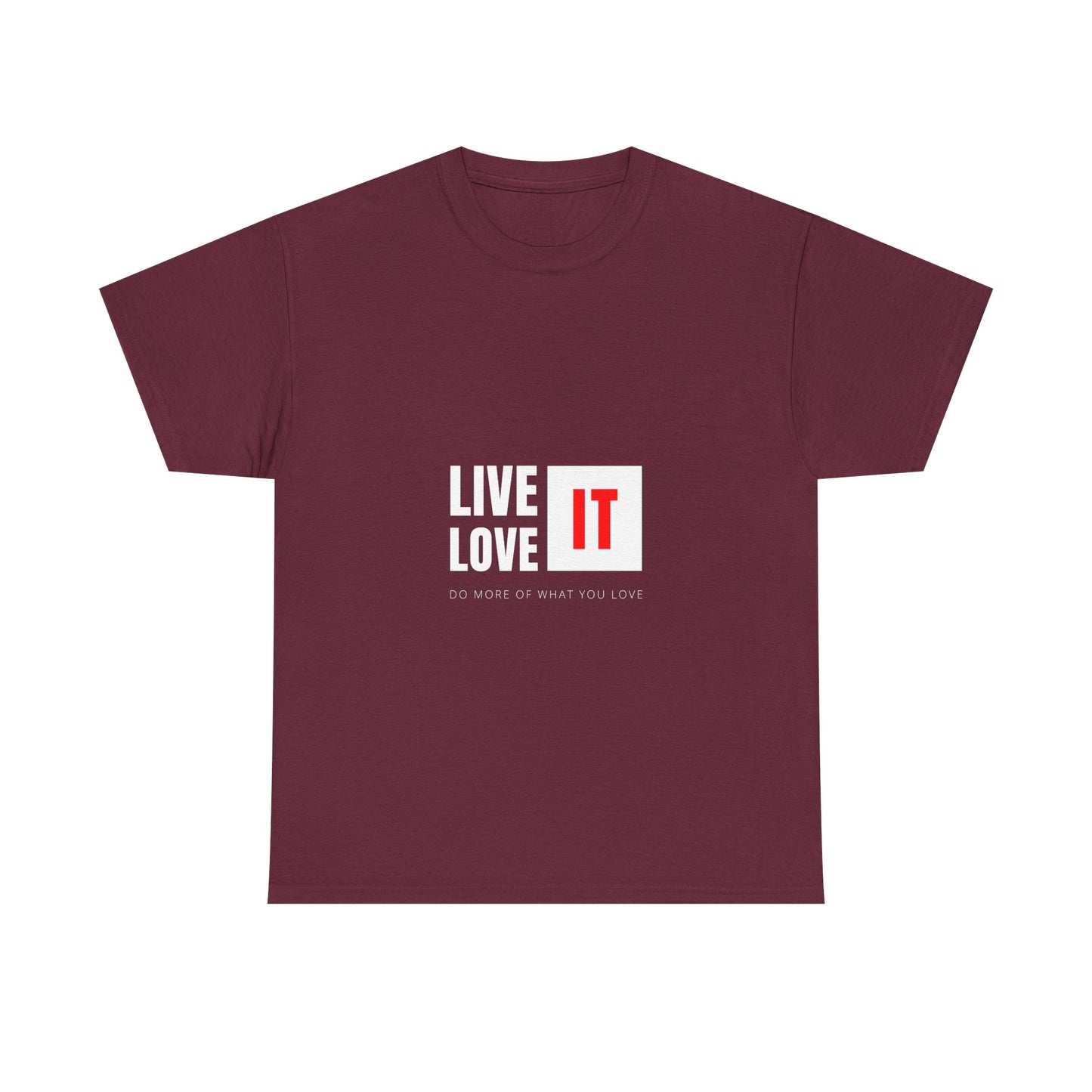 Unisex Heavy Cotton Tee - Live Love It, Casual Tee, Graphic T-Shirt, Comfortable Everyday Wear, Gift Idea for Friends, Relaxed Style