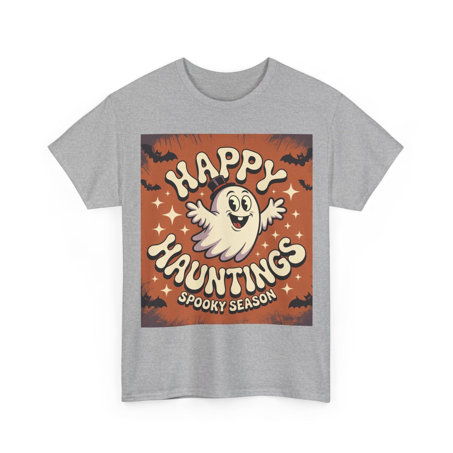 Happy Hauntings Unisex Halloween Tee, Spooky Season T-Shirt, Ghost Graphic Tee, Halloween Party Shirt, Casual Fall Wear
