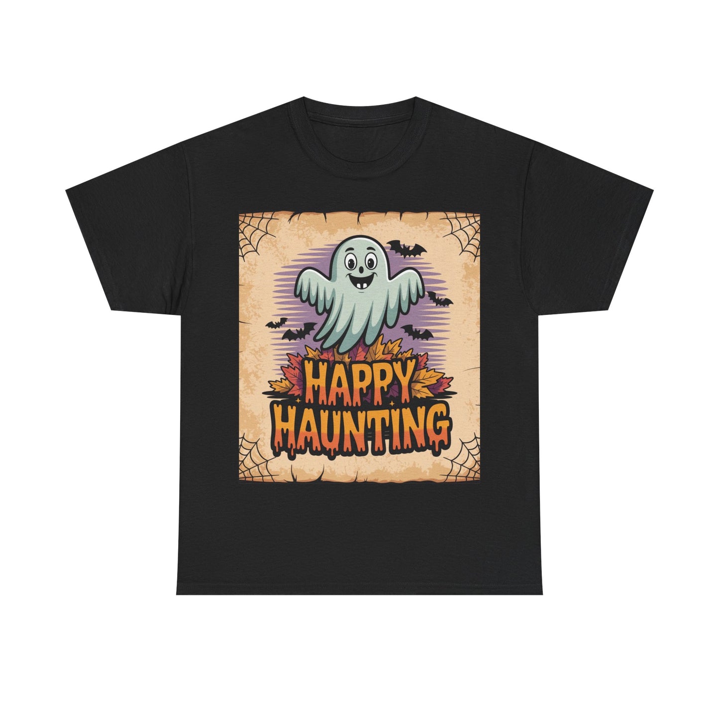 Halloween Ghost Tee, Happy Haunting Cotton Shirt, Unisex Spooky T-Shirt, Fall Festive Apparel, Ghostly Fun Clothing