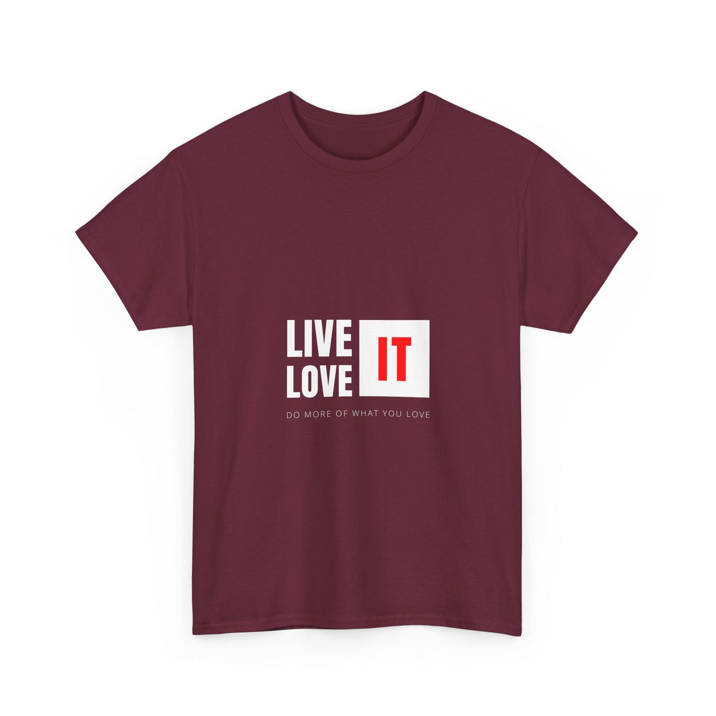 Unisex Heavy Cotton Tee - Live Love It, Casual Tee, Graphic T-Shirt, Comfortable Everyday Wear, Gift Idea for Friends, Relaxed Style