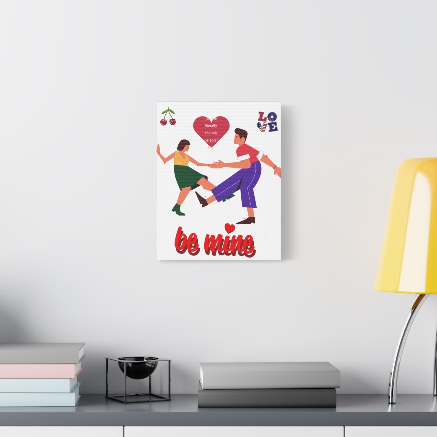 Vibrant Canvas Art Print, Cute Couple Dancing, Valentine's Gift, Home Decor, Love Quote Art, Heartfelt Wall Decoration